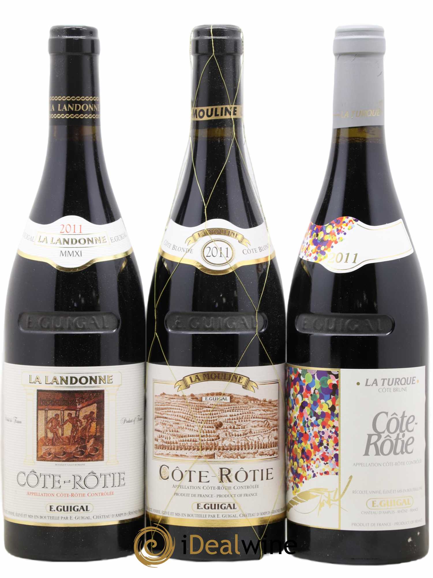 Côte-Rôtie Guigal Trilogie La Turque - La Landonne - La Mouline 2011 - Lot de 3 bouteilles - 0