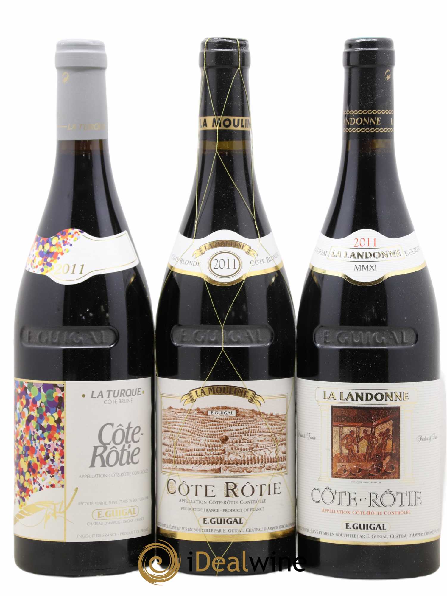 Côte-Rôtie Guigal Trilogie La Turque - La Landonne - La Mouline 2011 - Lot de 3 bouteilles - 0