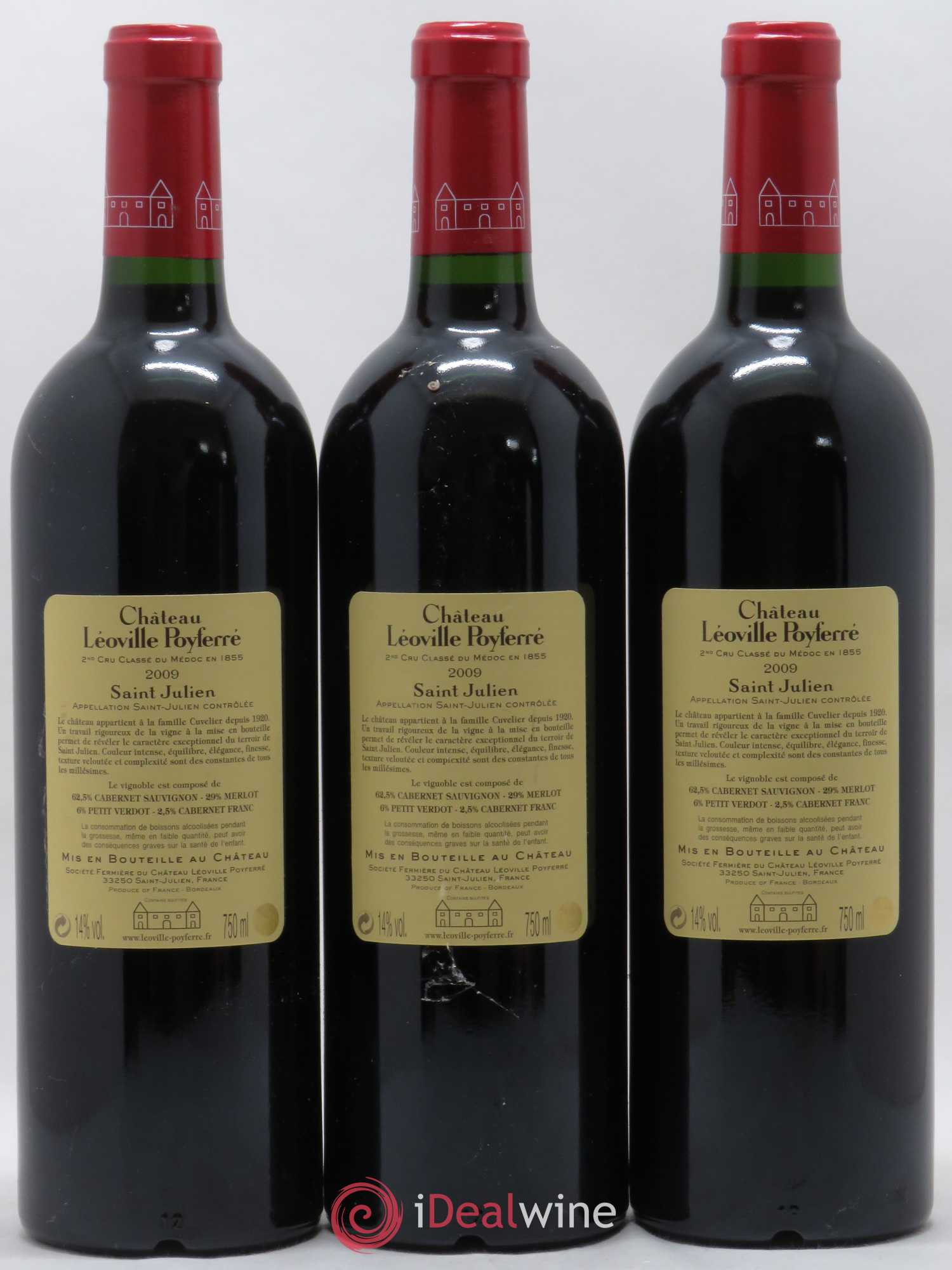 Château Léoville Poyferré 2ème Grand Cru Classé 2009 - Lot de 12 bouteilles - 6