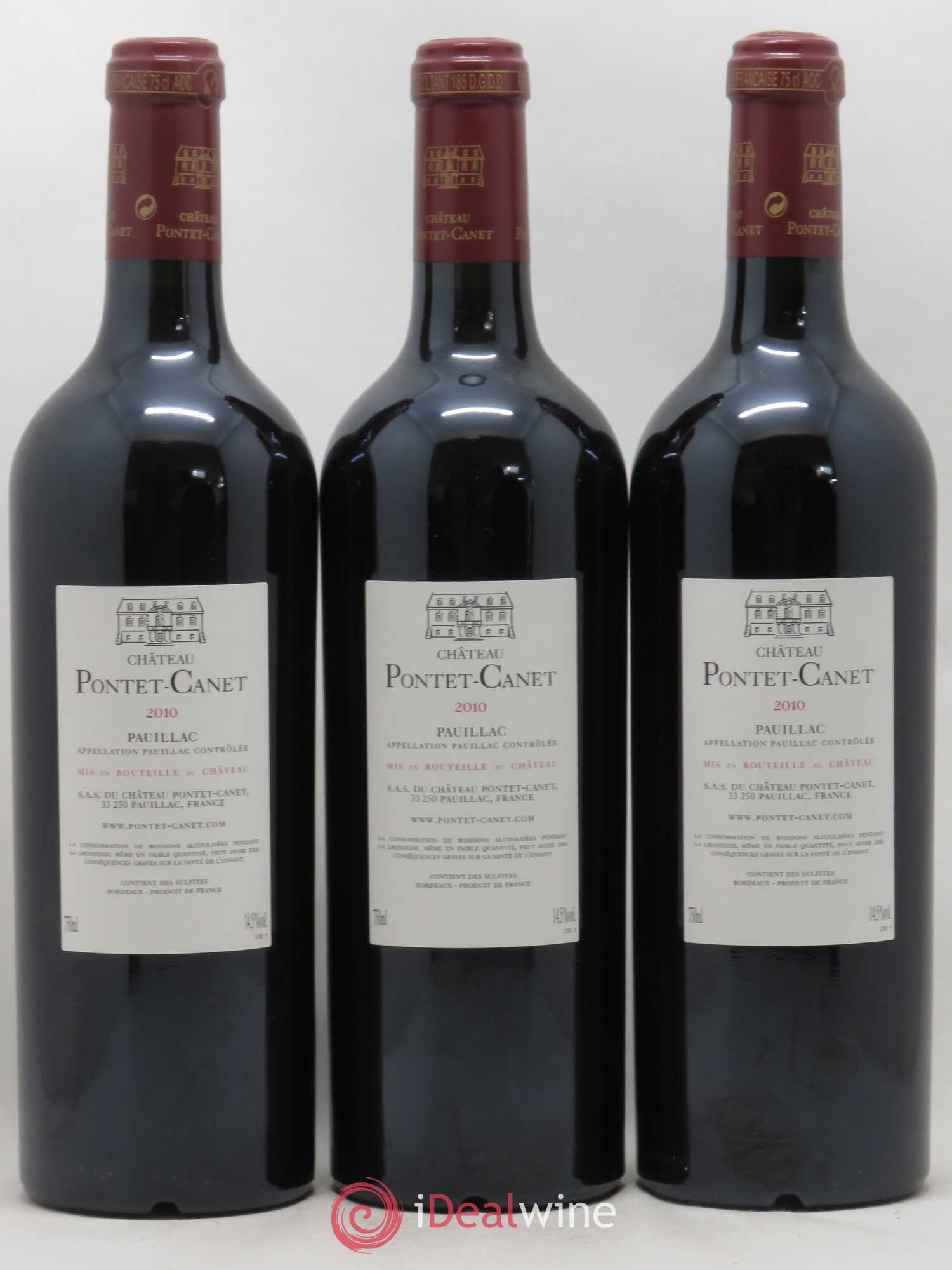 Château Pontet Canet 5ème Grand Cru Classé 2010 - Lot de 3 bouteilles - 1
