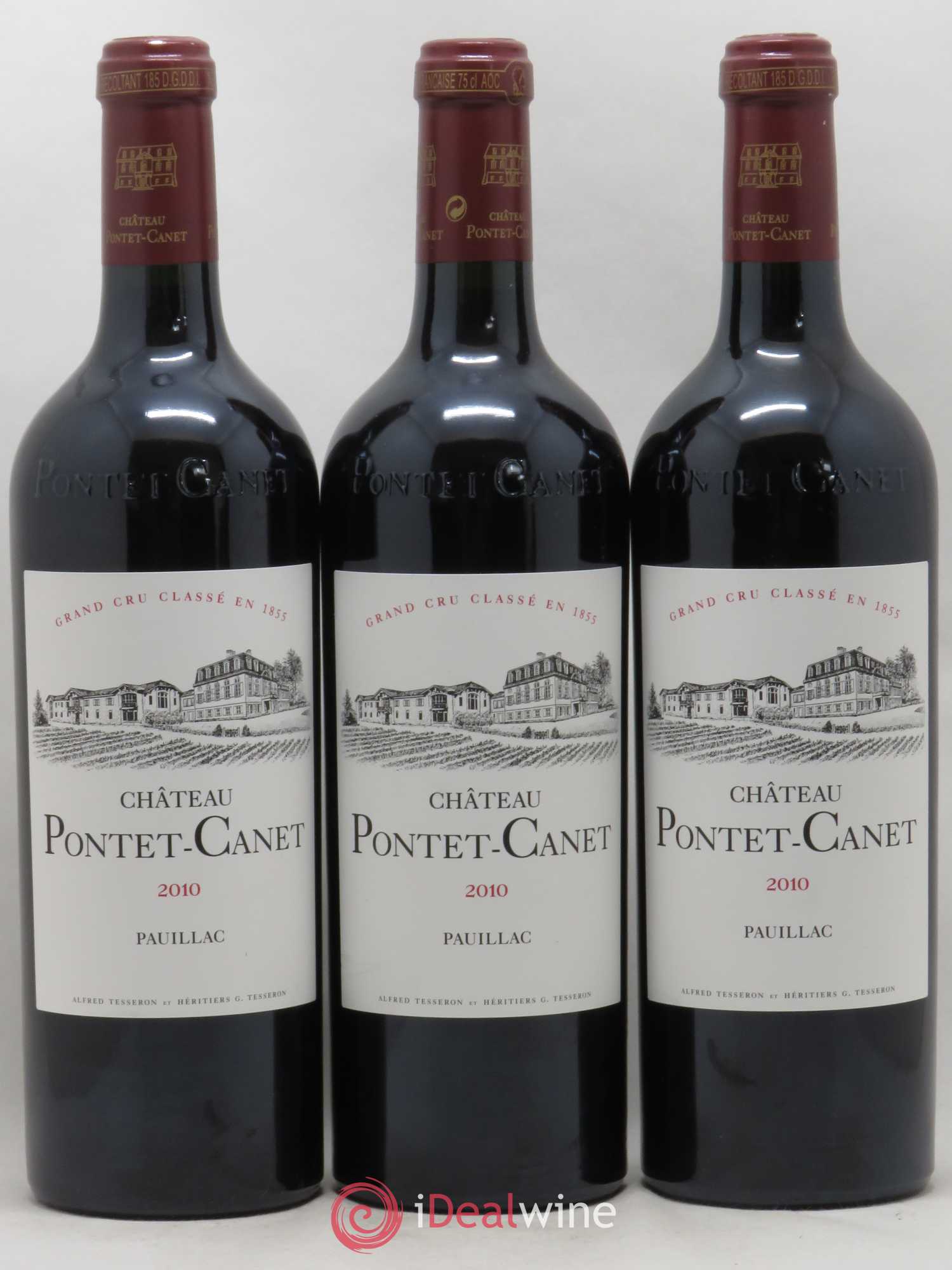 Château Pontet Canet 5ème Grand Cru Classé 2010 - Lot de 3 bouteilles - 0