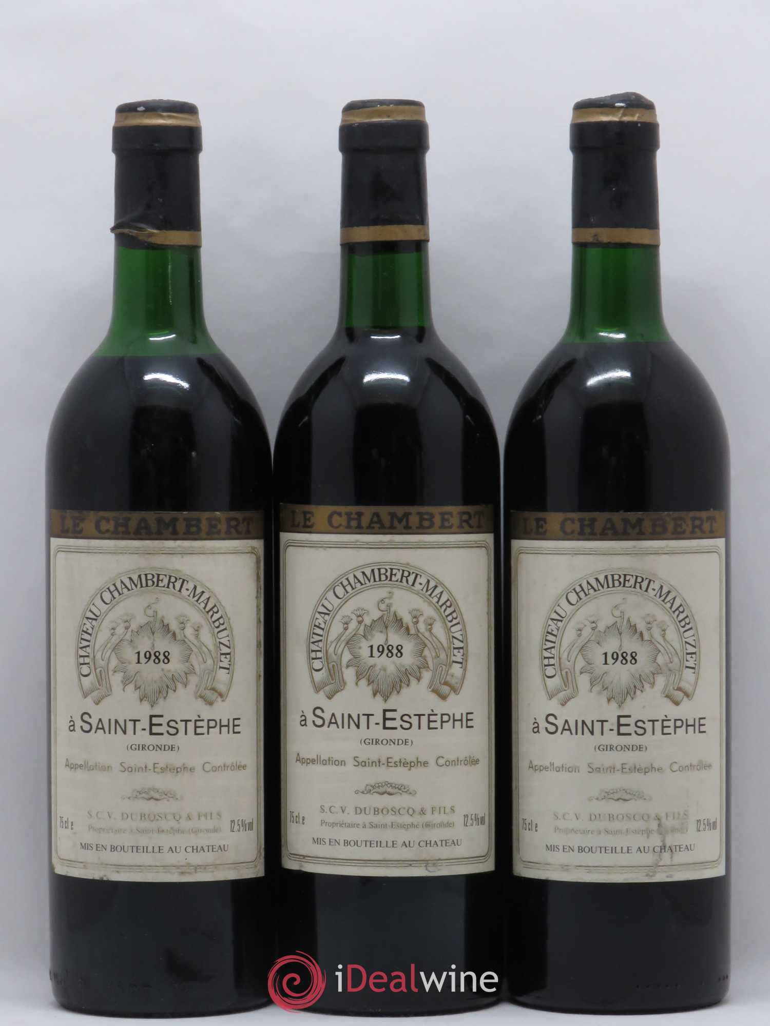 Château Chambert-Marbuzet Cru Bourgeois 1988 - Lot de 3 bouteilles - 0