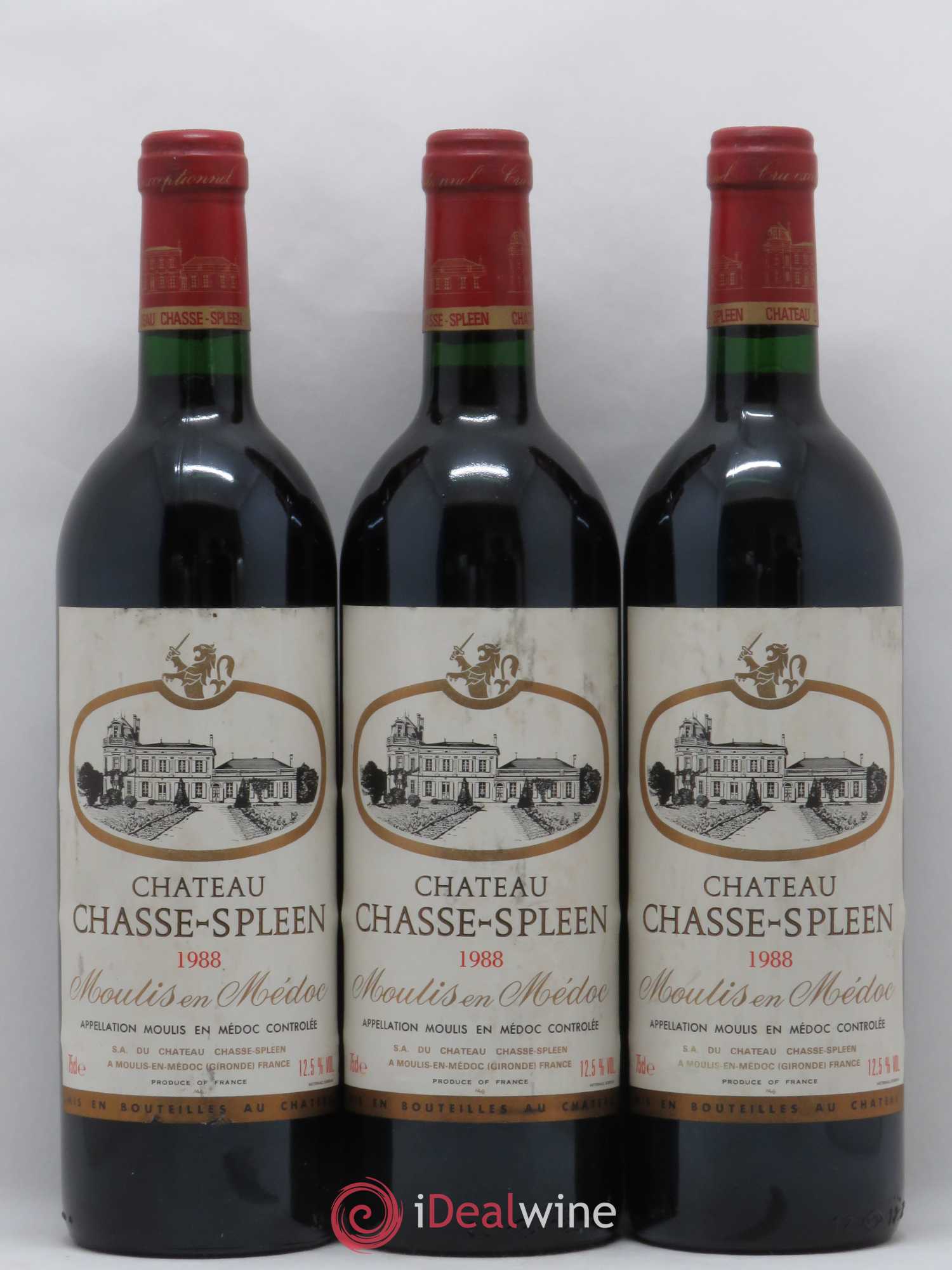 Château Chasse Spleen 1988 - Lot de 3 bouteilles - 0
