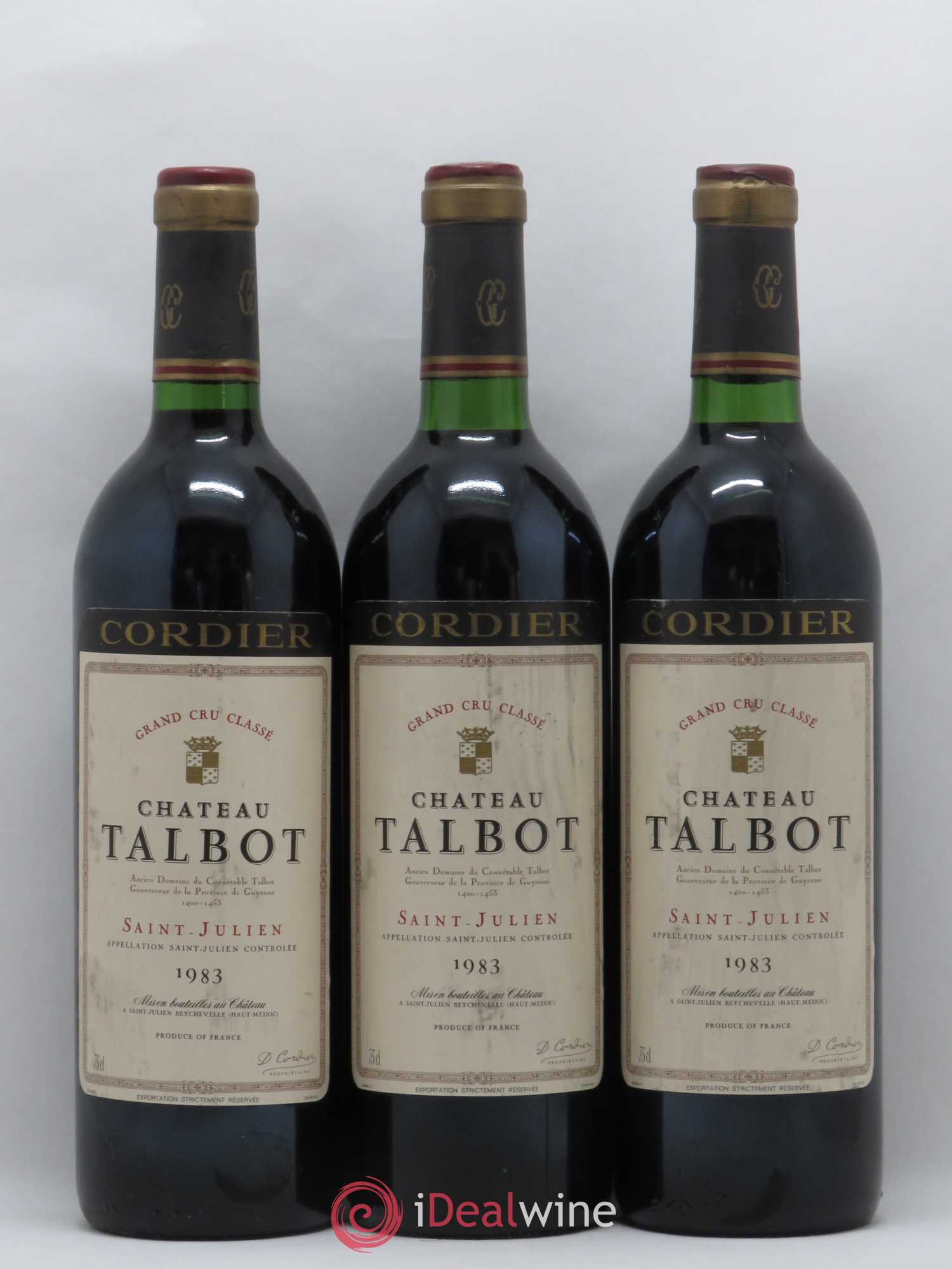 Château Talbot 4ème Grand Cru Classé 1983 - Lot de 3 bouteilles - 0