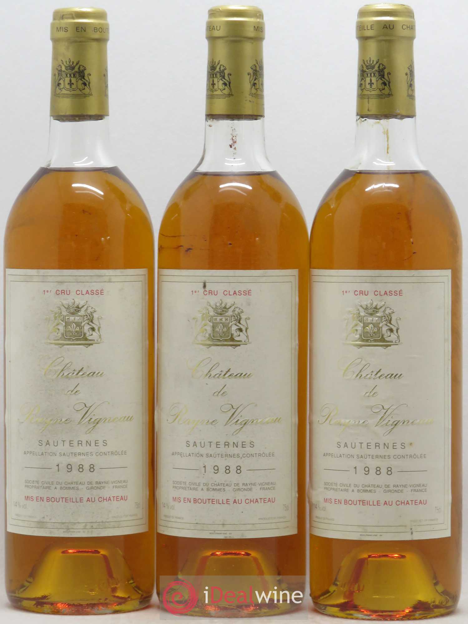 Château de Rayne Vigneau 1er Grand Cru Classé 1988 - Lotto di 3 bottiglie - 0