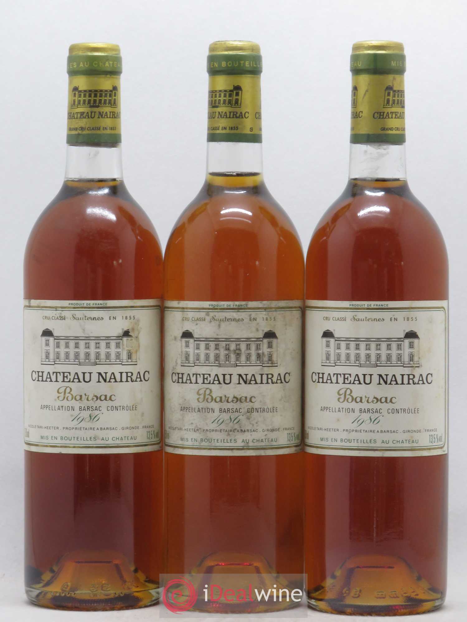 Château Nairac 2ème Grand Cru Classé 1986 - Lotto di 3 bottiglie - 0