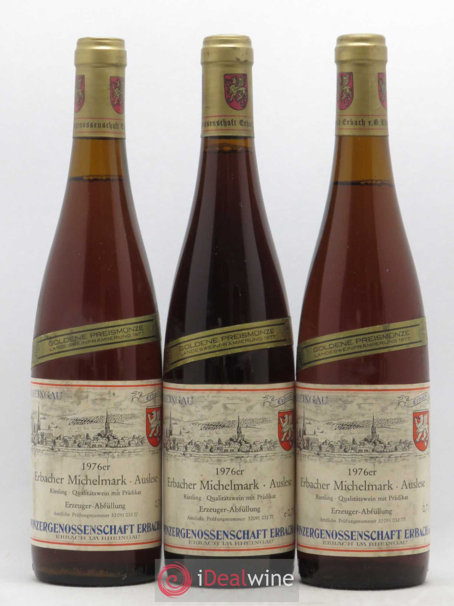 Allemagne Rheingau Auslese Erbacher Michelmark Erzeuger-Abfullung Winzergenossenschaft Erbach eG 1976 - Posten von 3 Flaschen - 0