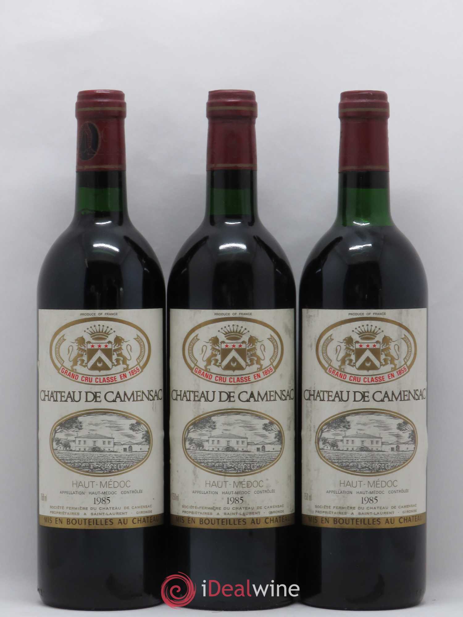Château Camensac 5ème Grand Cru Classé 1985 - Lot de 3 bouteilles - 0