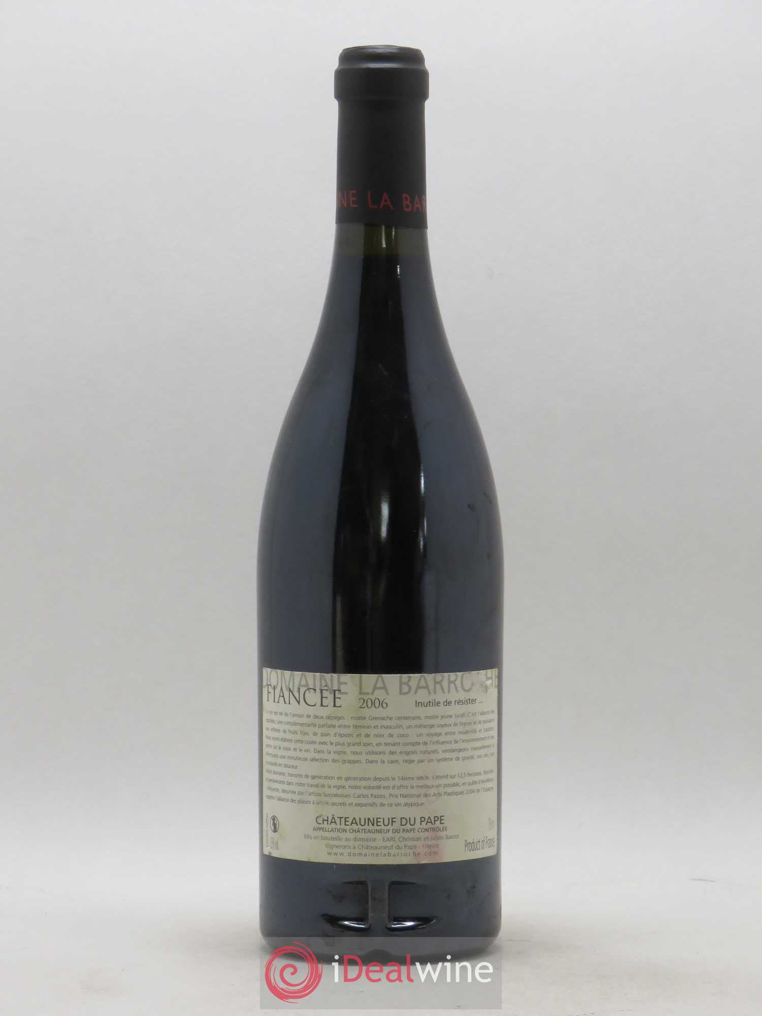 Châteauneuf-du-Pape La Barroche (Domaine de) Cuvée Fiancée Julien Barrot 2006 - Lot de 1 bouteille - 1