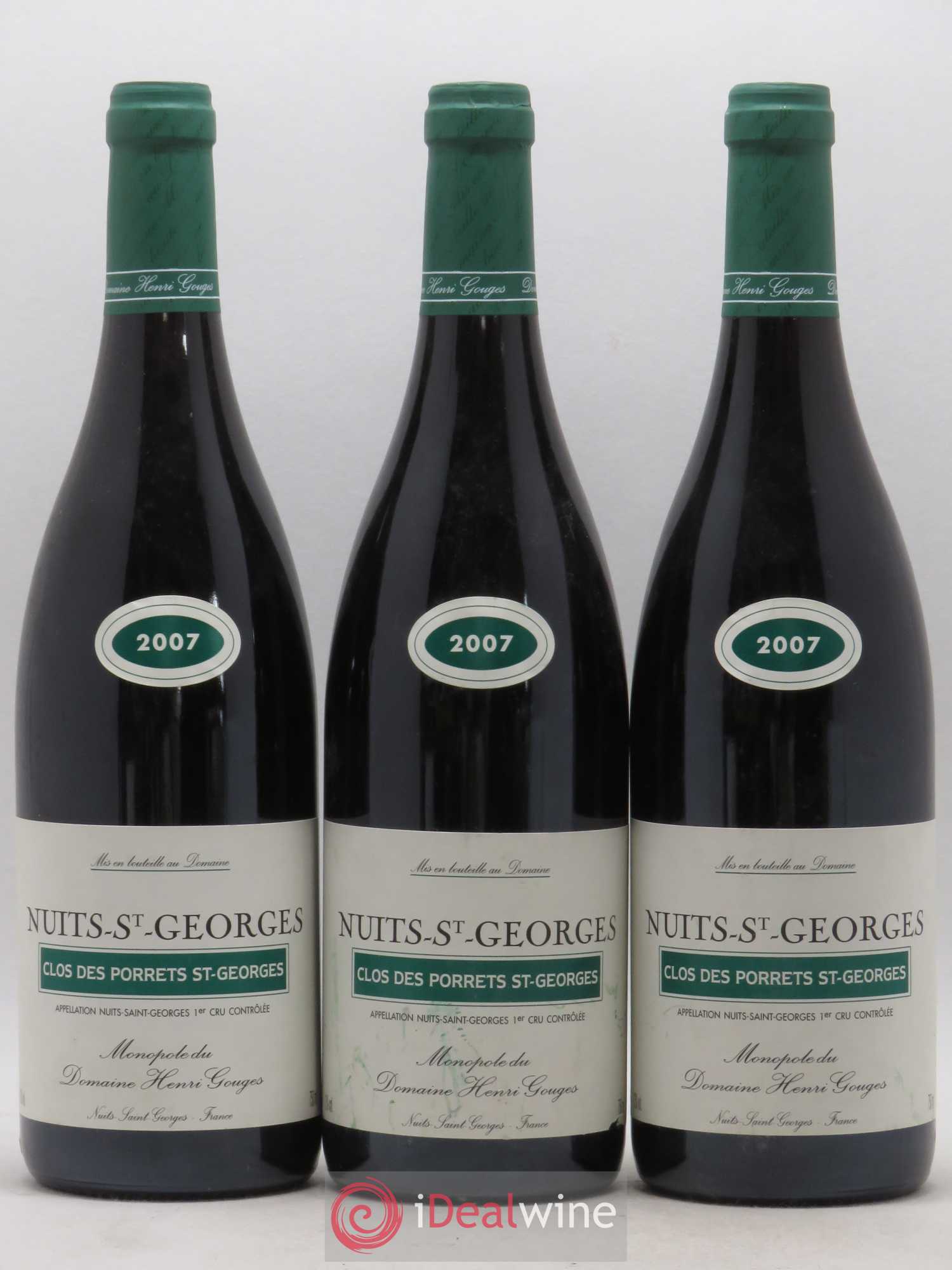 Nuits-Saint-Georges 1er Cru Clos des Porrets St Georges Henri Gouges 2007 - Lot de 3 bouteilles - 0