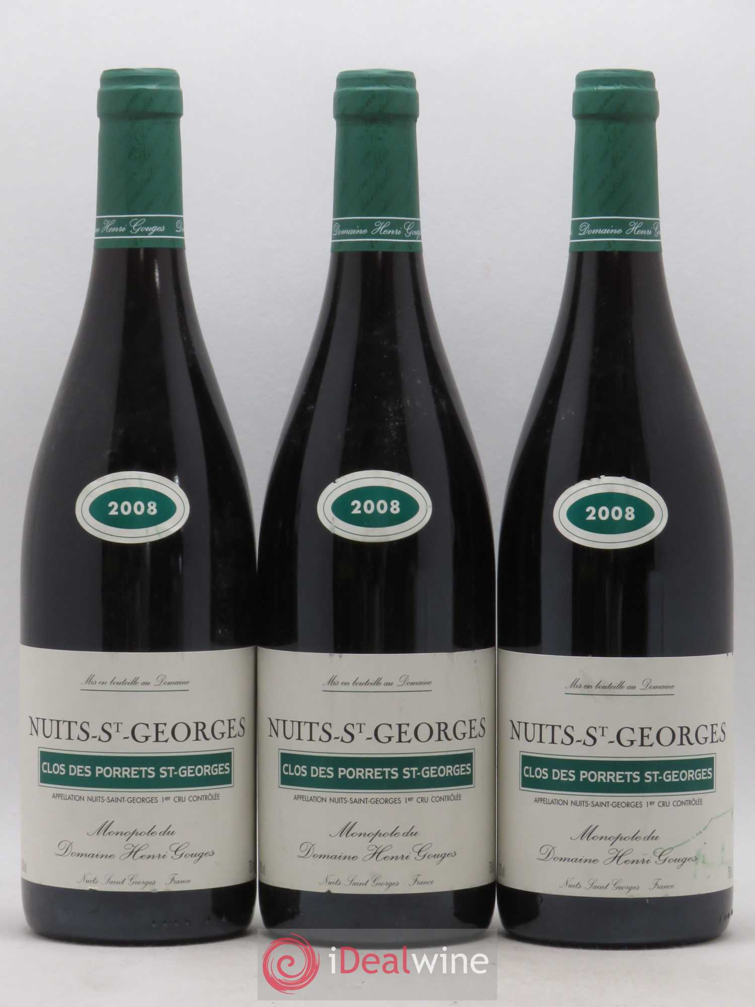 Nuits-Saint-Georges 1er Cru Clos des Porrets St Georges Henri Gouges 2008 - Lot de 3 bouteilles - 0