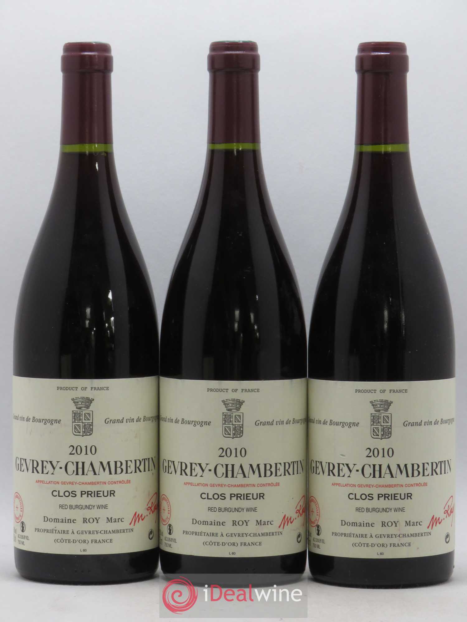 Gevrey-Chambertin Clos Prieur Marc Roy 2010 - Posten von 3 Flaschen - 0