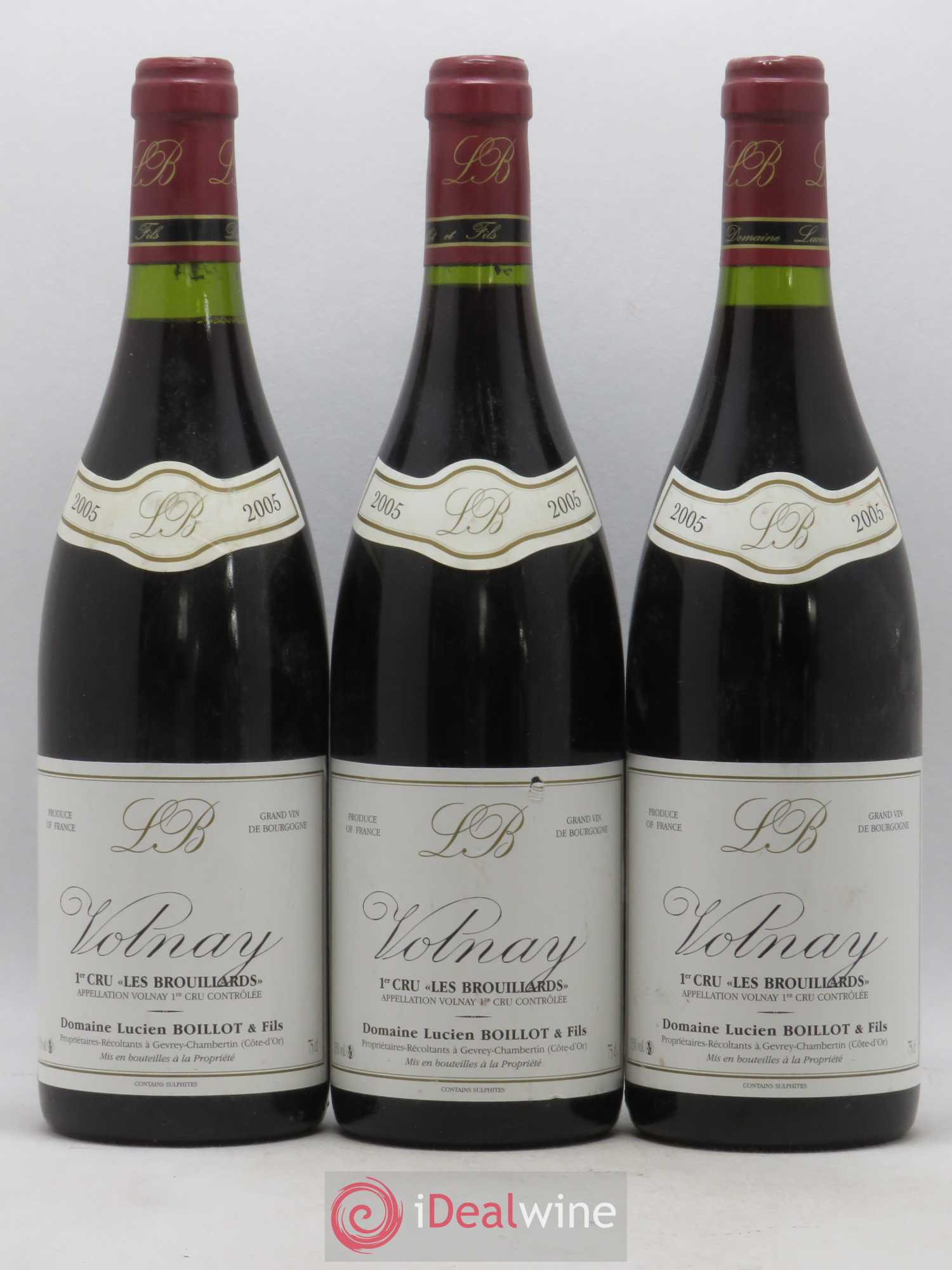 Volnay 1er Cru Les Brouillards Lucien Boillot & Fils (Domaine) 2005 - Lot de 3 bouteilles - 0