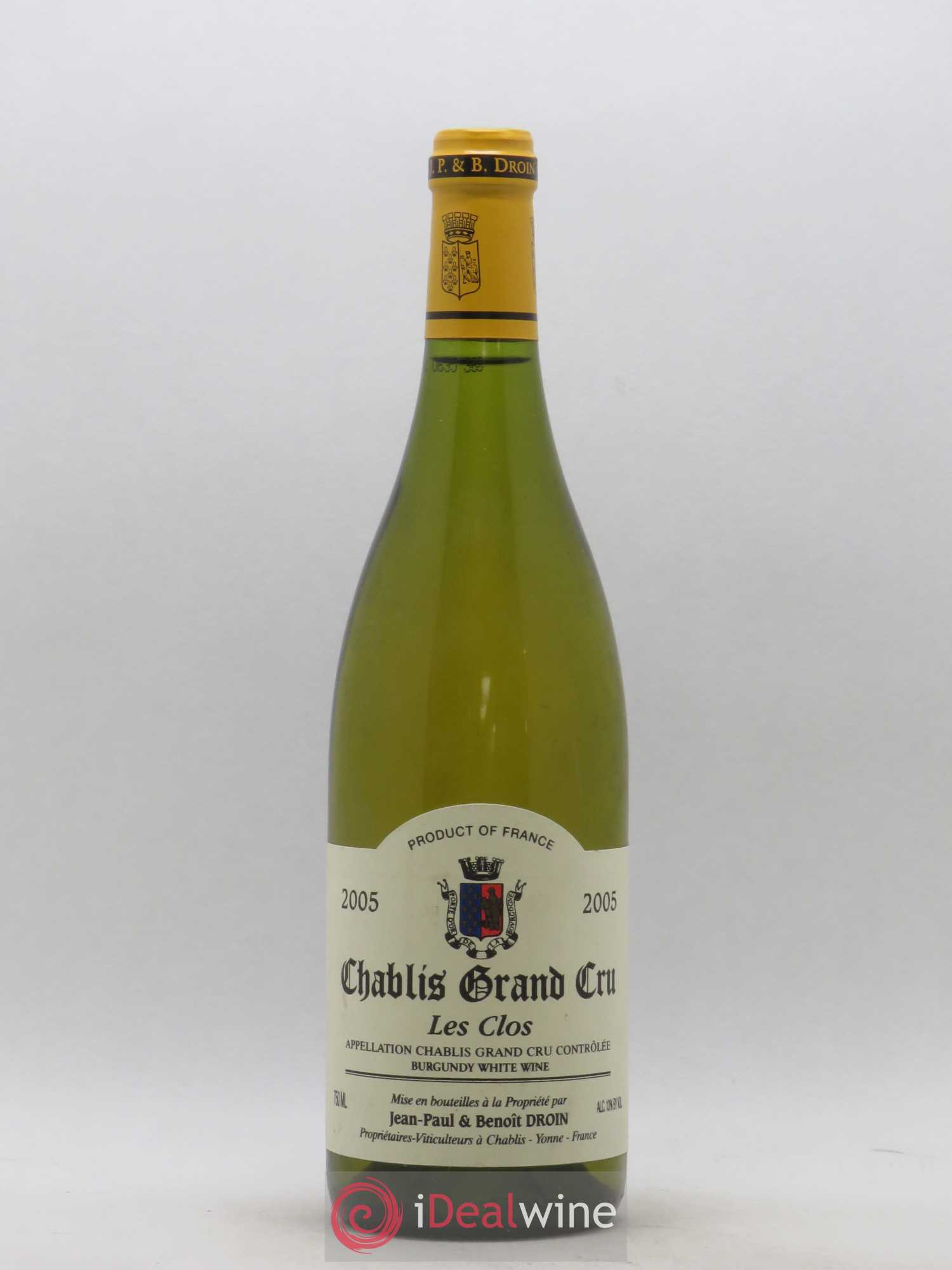 Chablis Grand Cru Les Clos Jean-Paul & Benoît Droin (Domaine) 2005 - Lot de 1 bouteille - 0