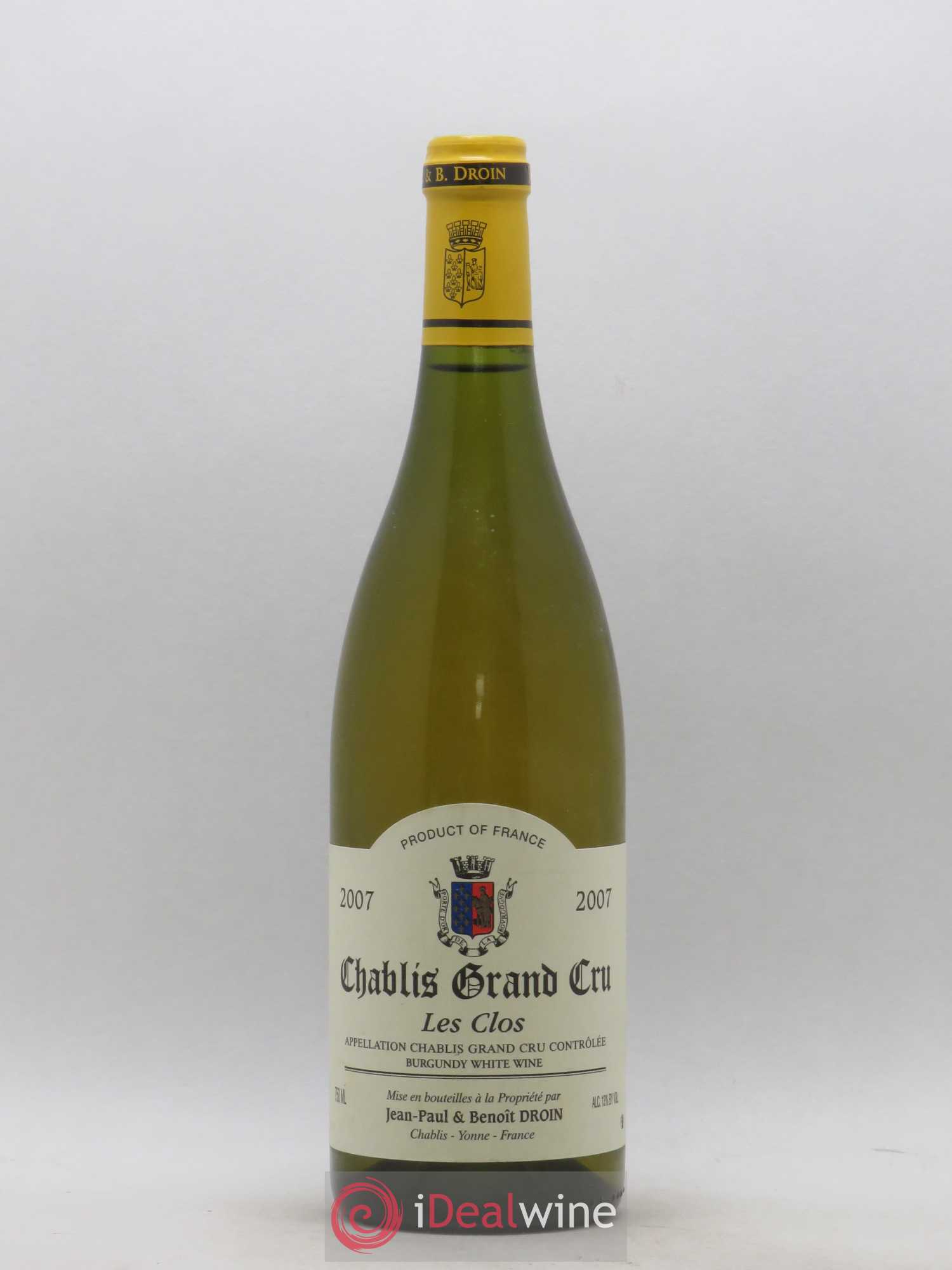 Chablis Grand Cru Les Clos Jean-Paul & Benoît Droin (Domaine) 2007 - Lot de 1 bouteille - 0