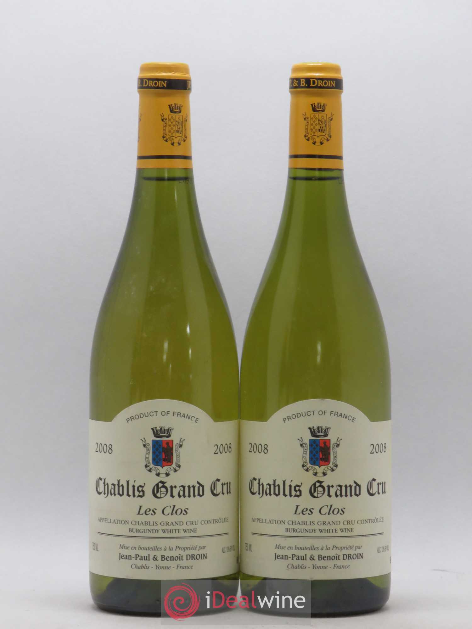 Chablis Grand Cru Les Clos Jean-Paul & Benoît Droin (Domaine) 2008 - Lot de 2 bouteilles - 0