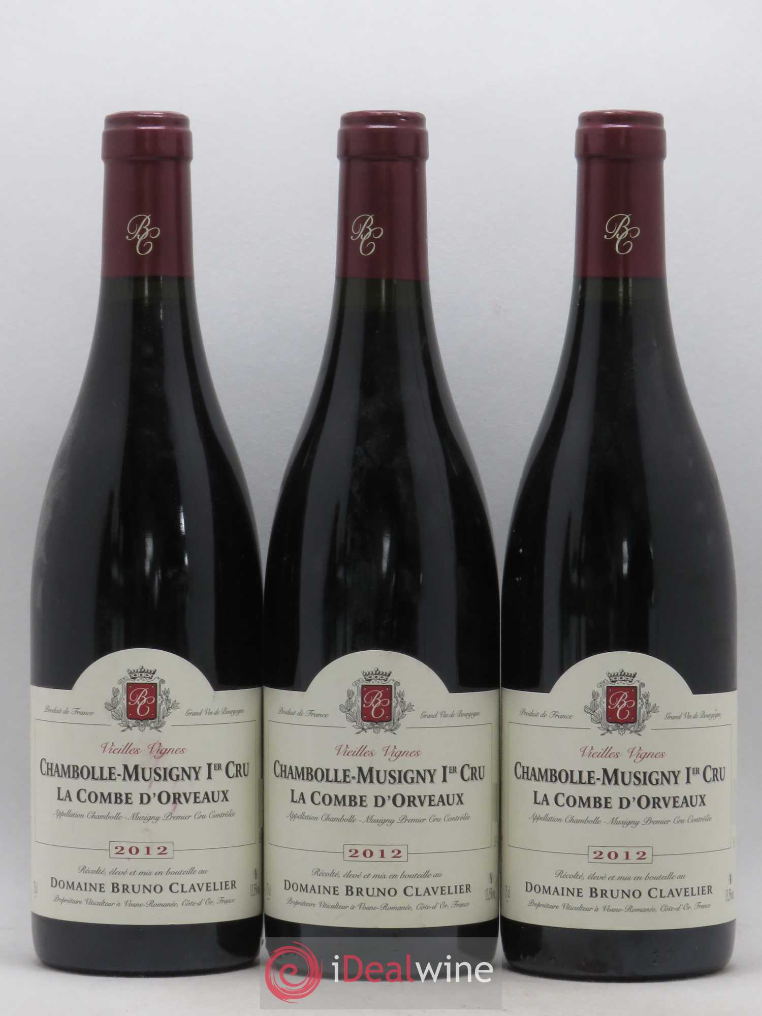 Chambolle-Musigny 1er Cru La Combe d'Orveaux Vieilles Vignes Bruno Clavelier 2012 - Lot de 3 bouteilles - 0