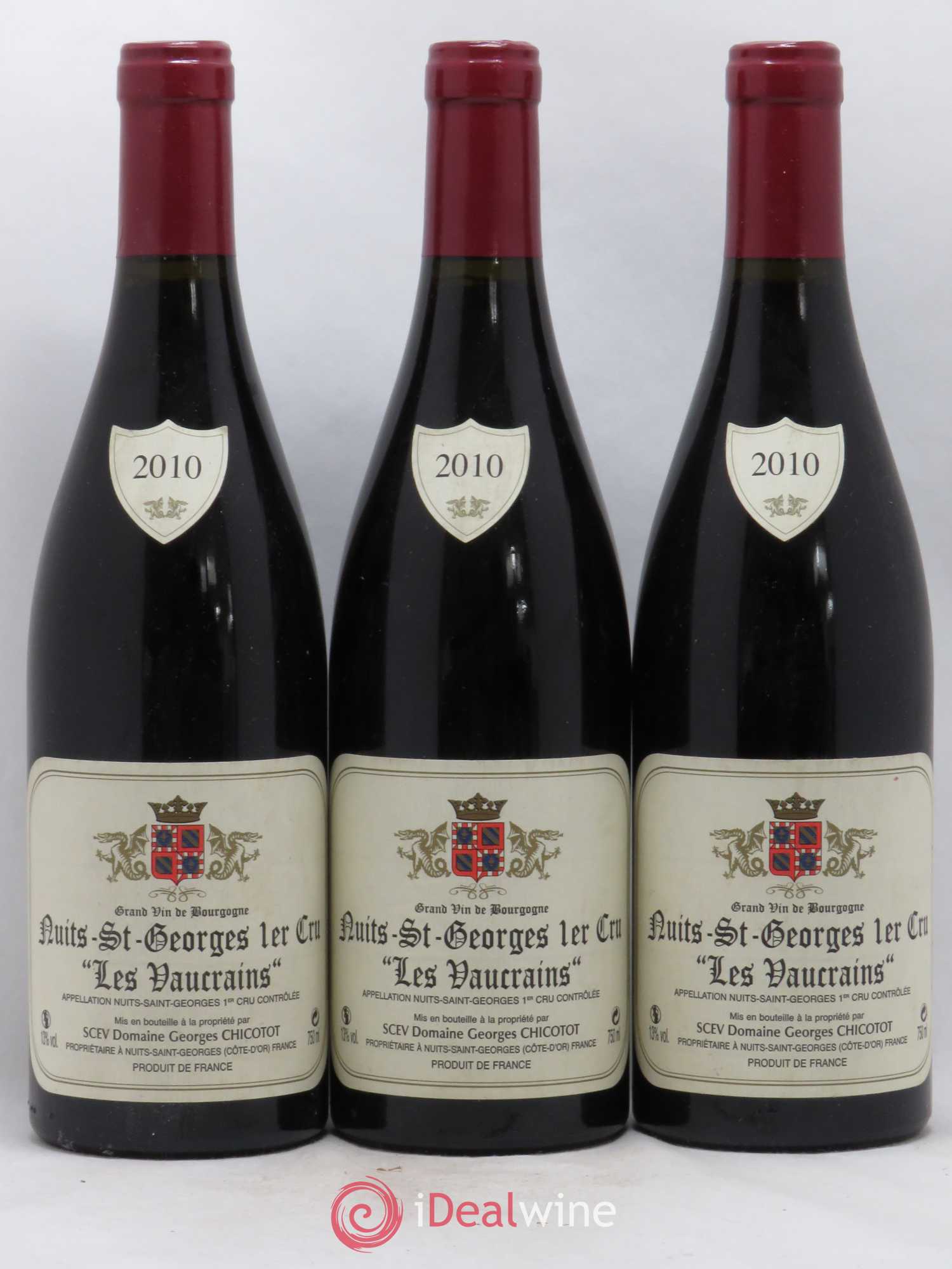 Nuits-Saint-Georges 1er Cru Les Vaucrains Chicotot 2010 - Lot de 3 bouteilles - 0