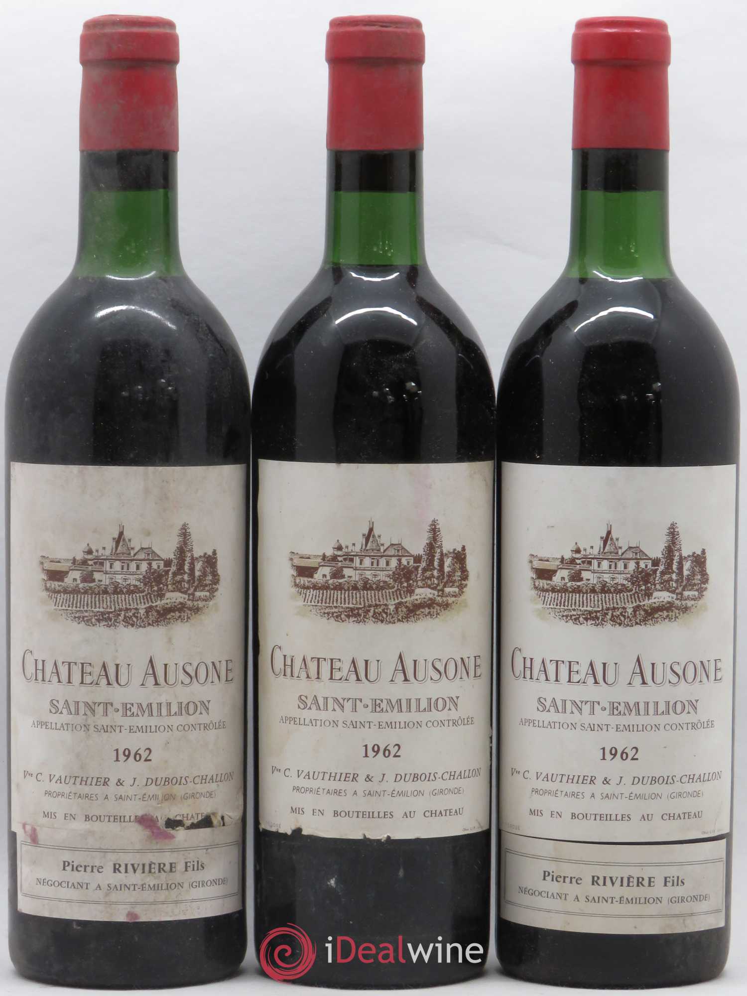 Château Ausone 1er Grand Cru Classé A 1962 - Lot de 3 bouteilles - 0