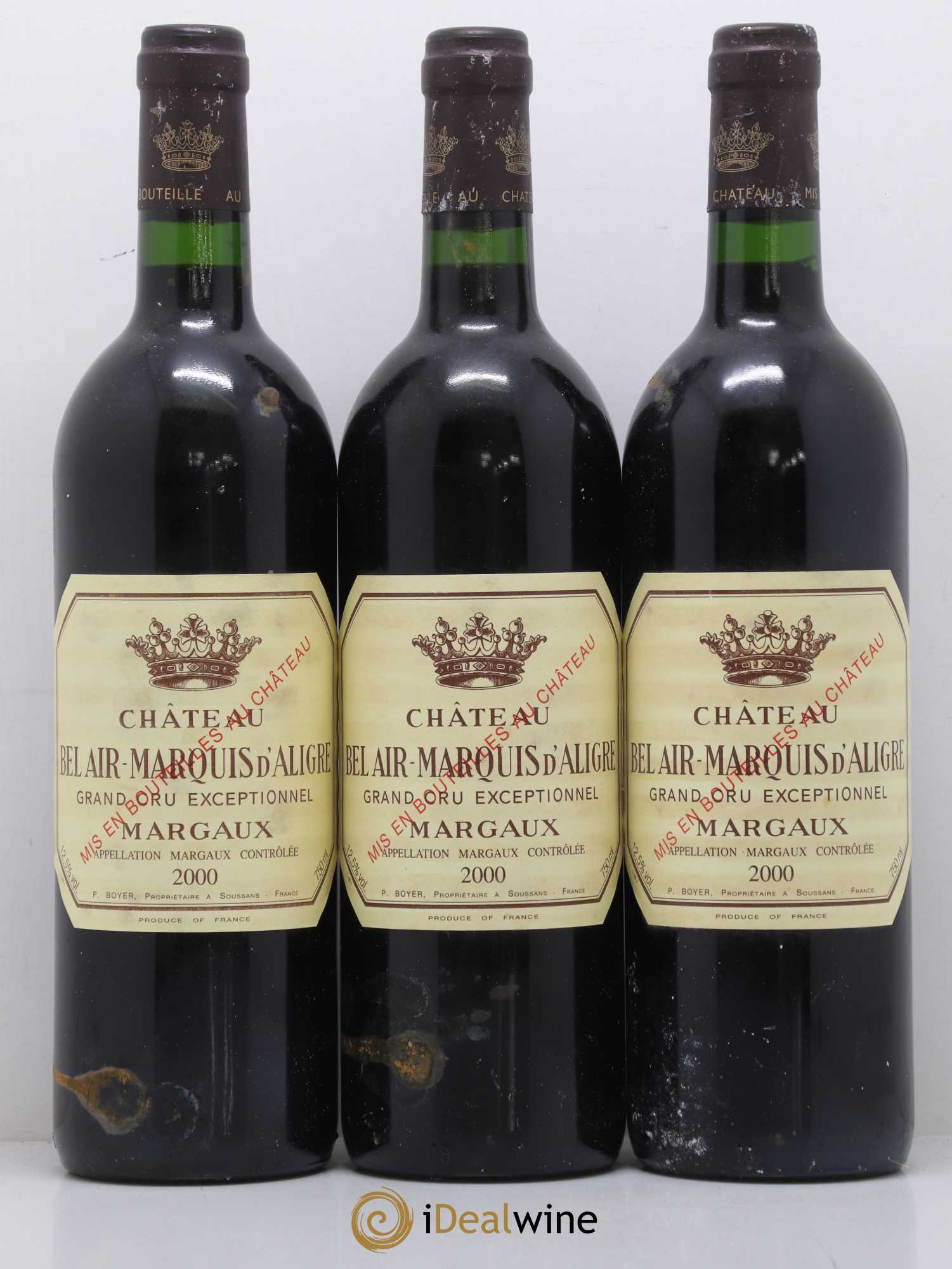 Château Bel Air Marquis d'Aligre 2000 - Lot de 3 bouteilles - 0