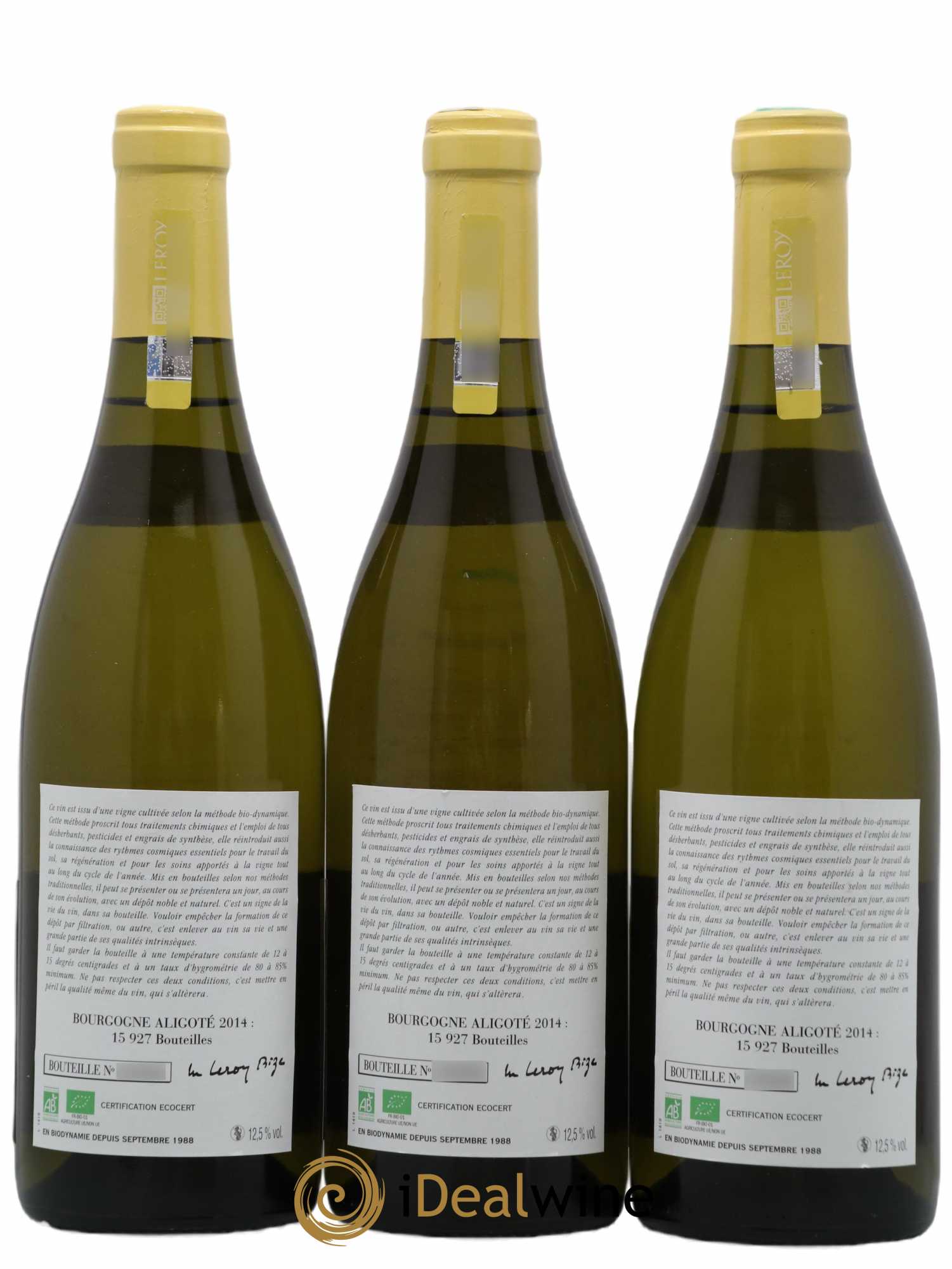 Bourgogne Aligoté Leroy (Domaine) 2014 - Lot de 3 bouteilles - 1
