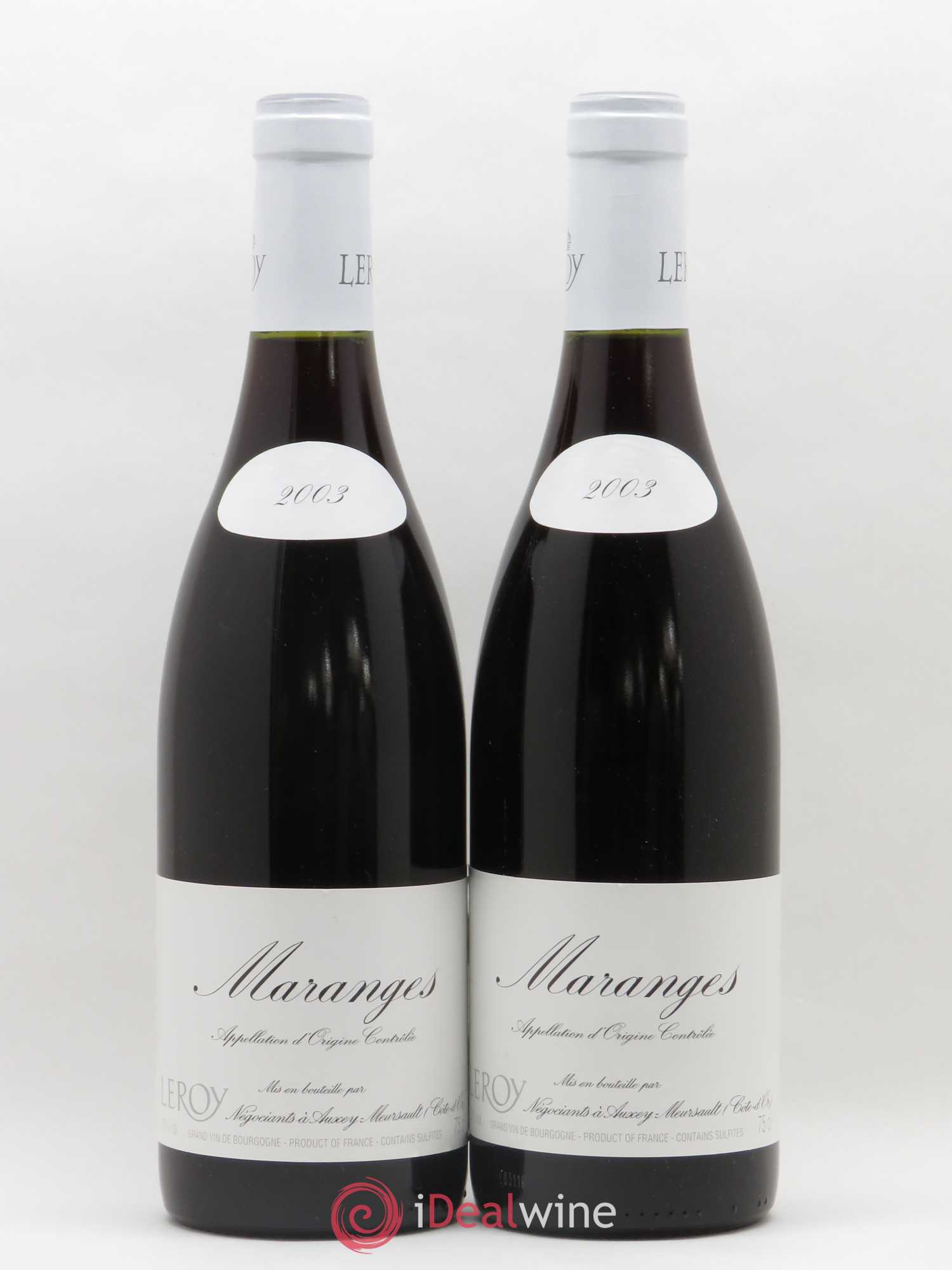 Maranges Leroy SA 2003 - Lot de 2 bouteilles - 0