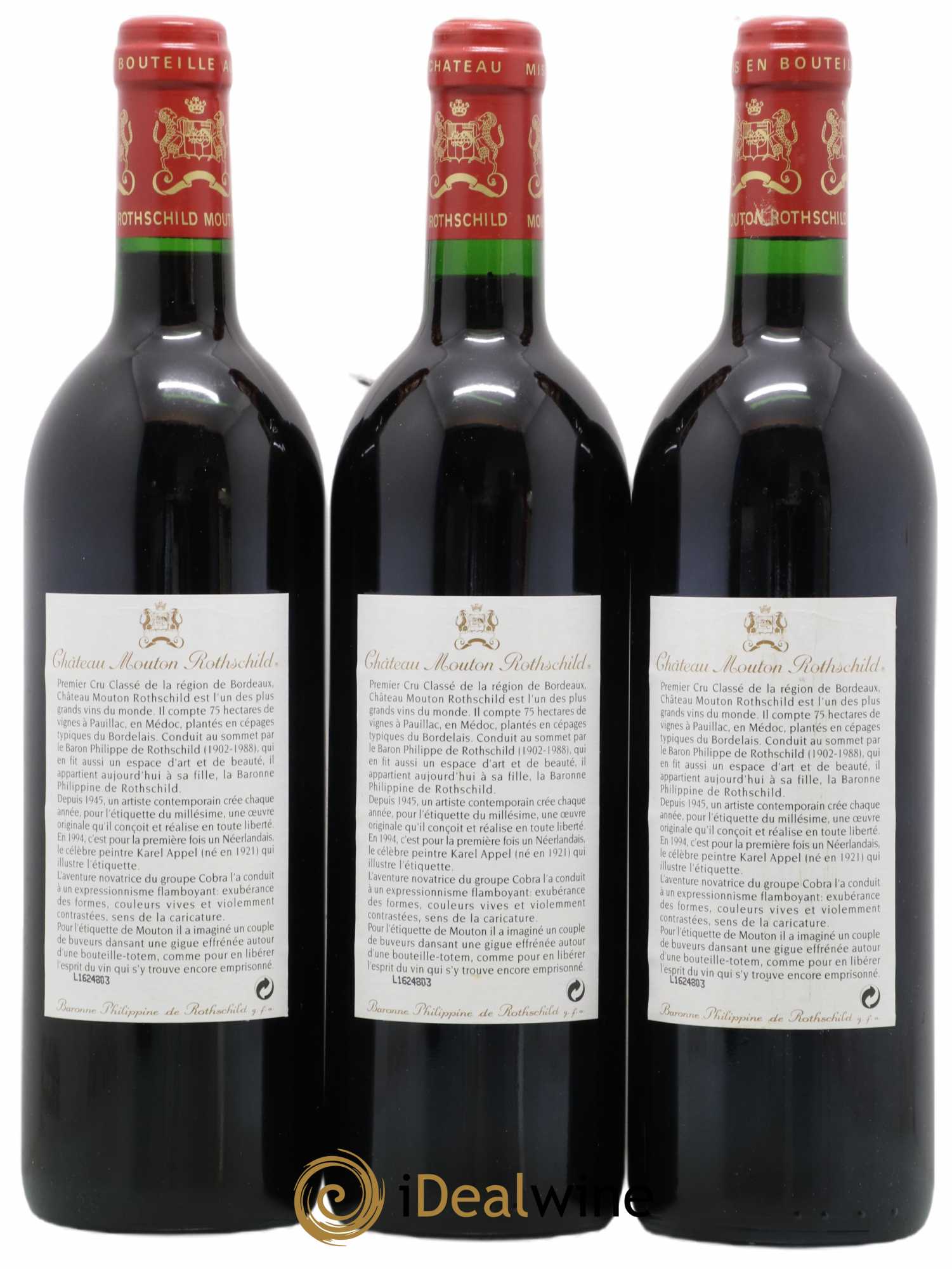 Château Mouton Rothschild 1er Grand Cru Classé 1994 - Lot de 3 bouteilles - 1