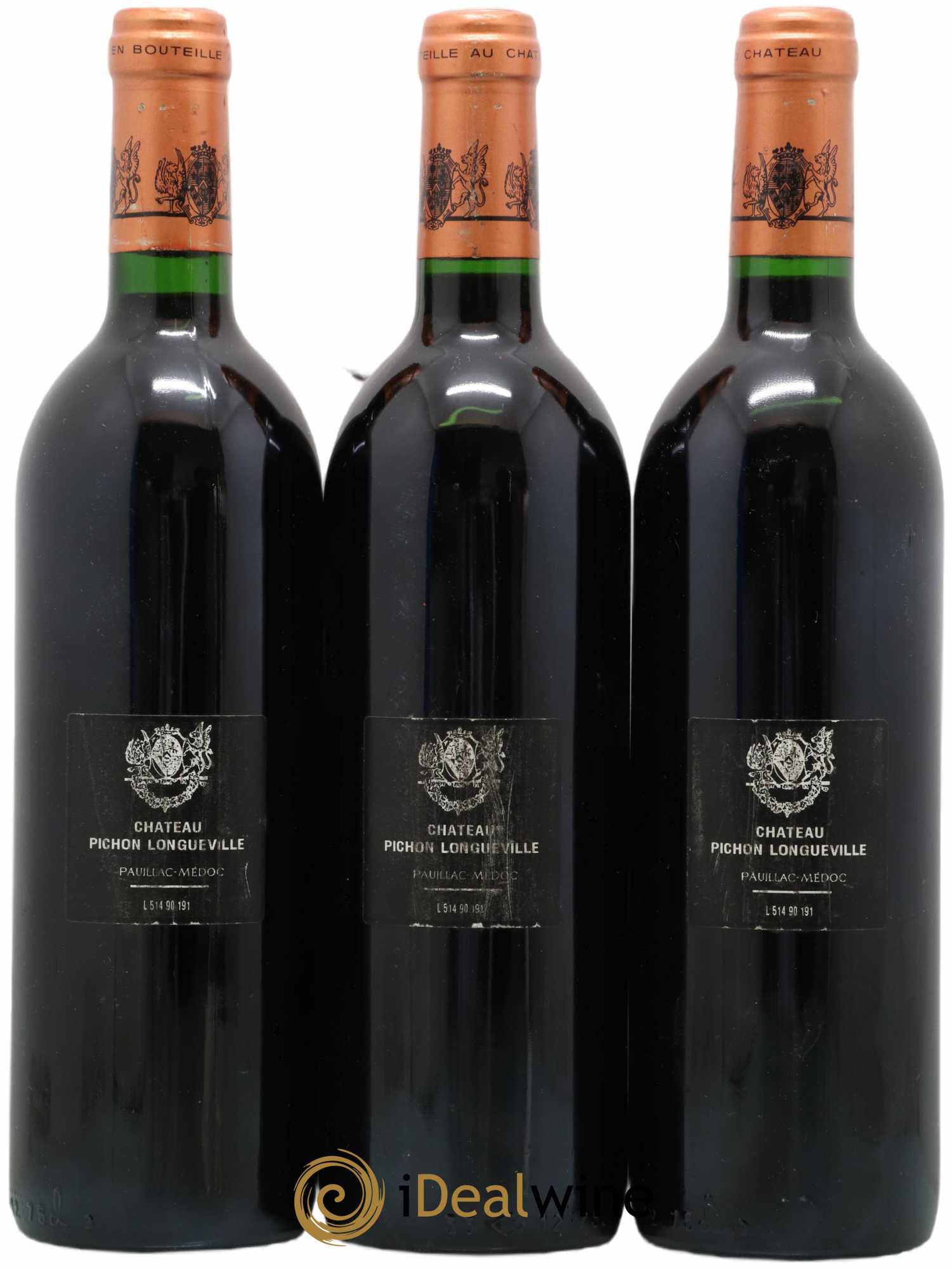 Pichon Longueville Baron 2ème Grand Cru Classé 1990 - Lot de 3 bouteilles - 1