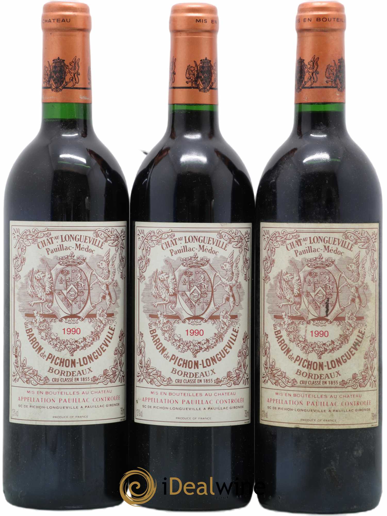 Pichon Longueville Baron 2ème Grand Cru Classé 1990 - Lot de 3 bouteilles - 0