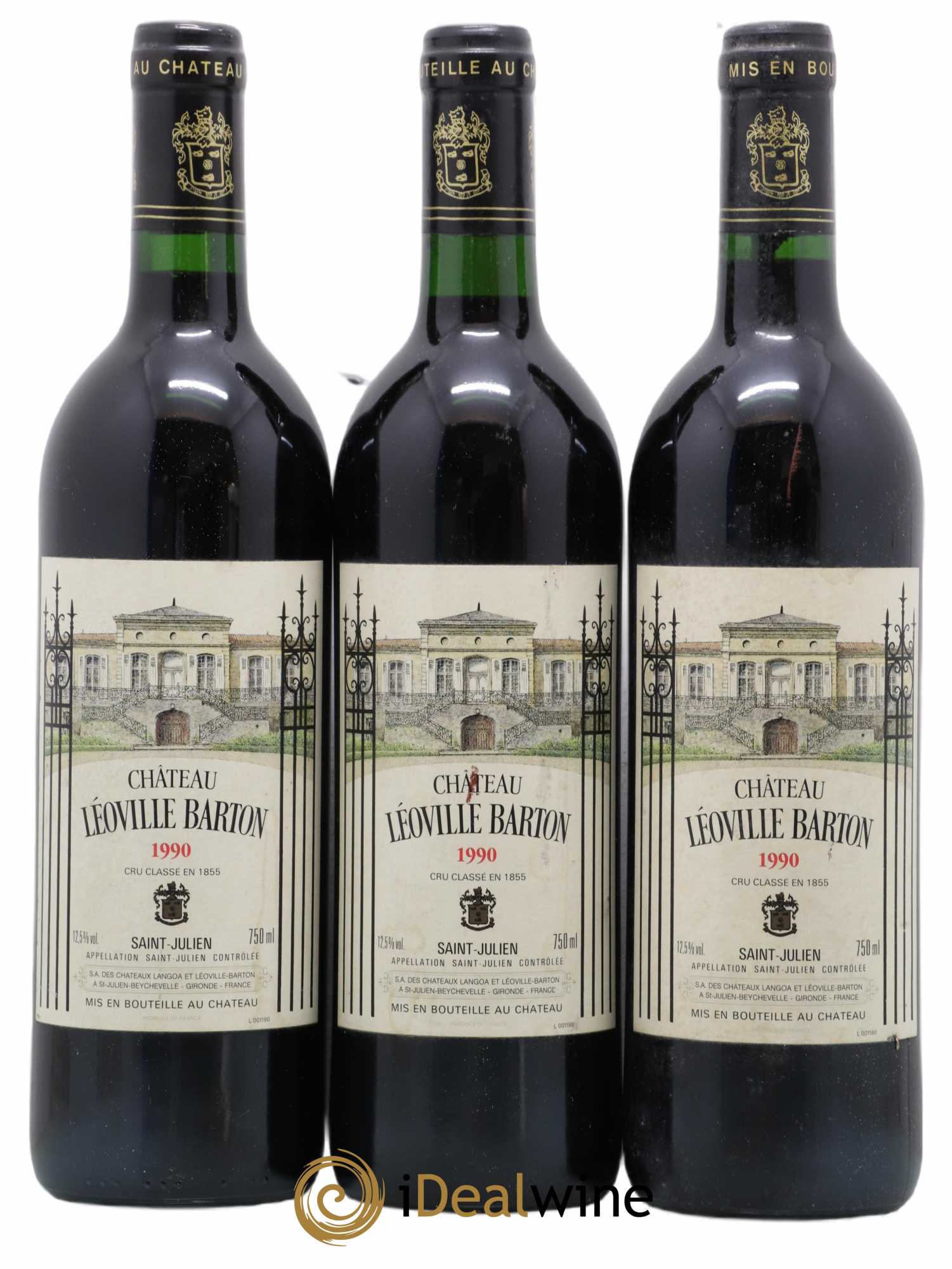 Château Léoville Barton 2ème Grand Cru Classé 1990 - Lot de 3 bouteilles - 0