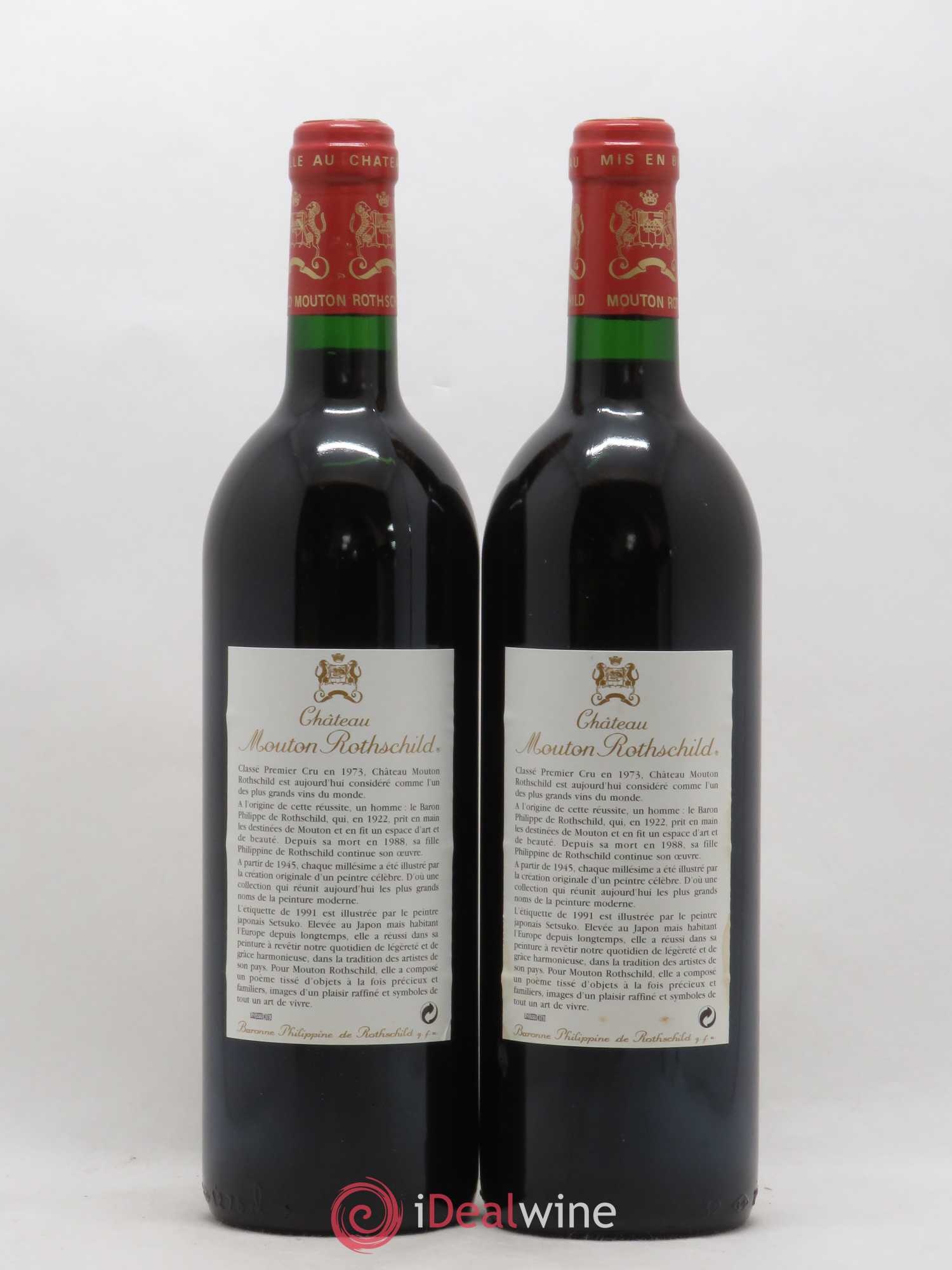Château Mouton Rothschild 1er Grand Cru Classé 1991 - Lot de 2 bouteilles - 1