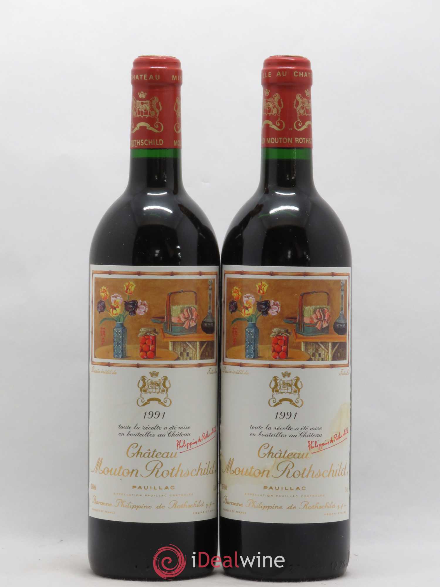 Château Mouton Rothschild 1er Grand Cru Classé 1991 - Lot de 2 bouteilles - 0