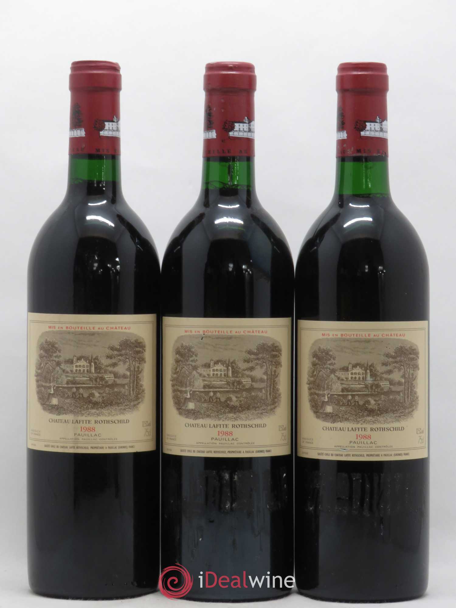 Château Lafite Rothschild 1er Grand Cru Classé 1988 - Lot de 3 bouteilles - 0