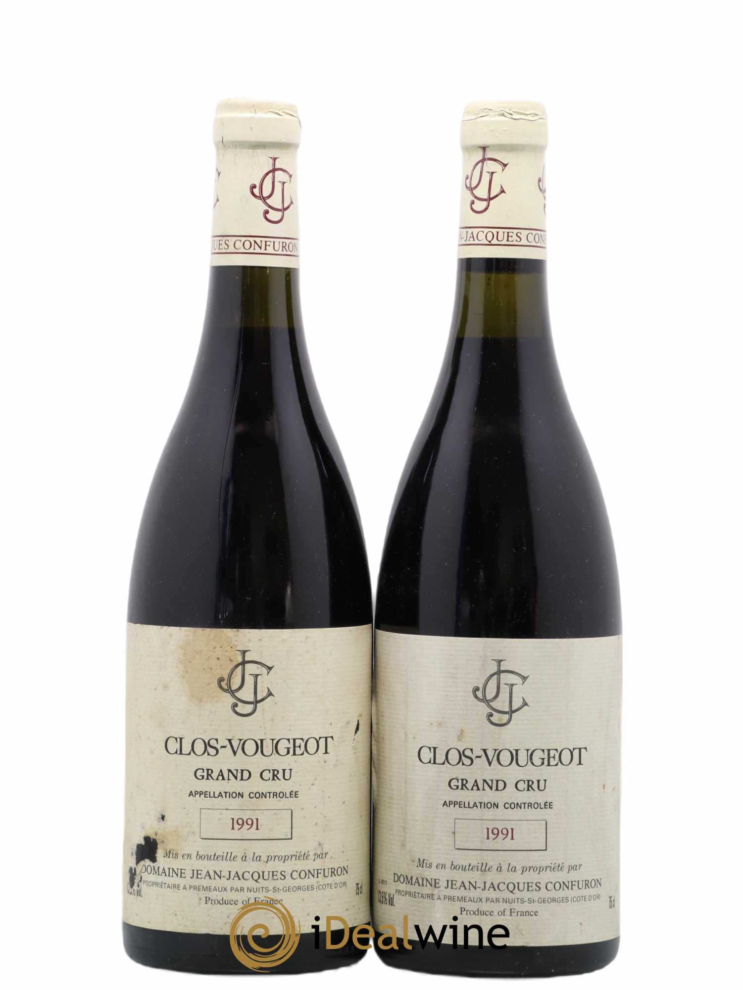 Clos de Vougeot Grand Cru Jean-Jacques Confuron 1991 - Lot de 2 bouteilles - 0