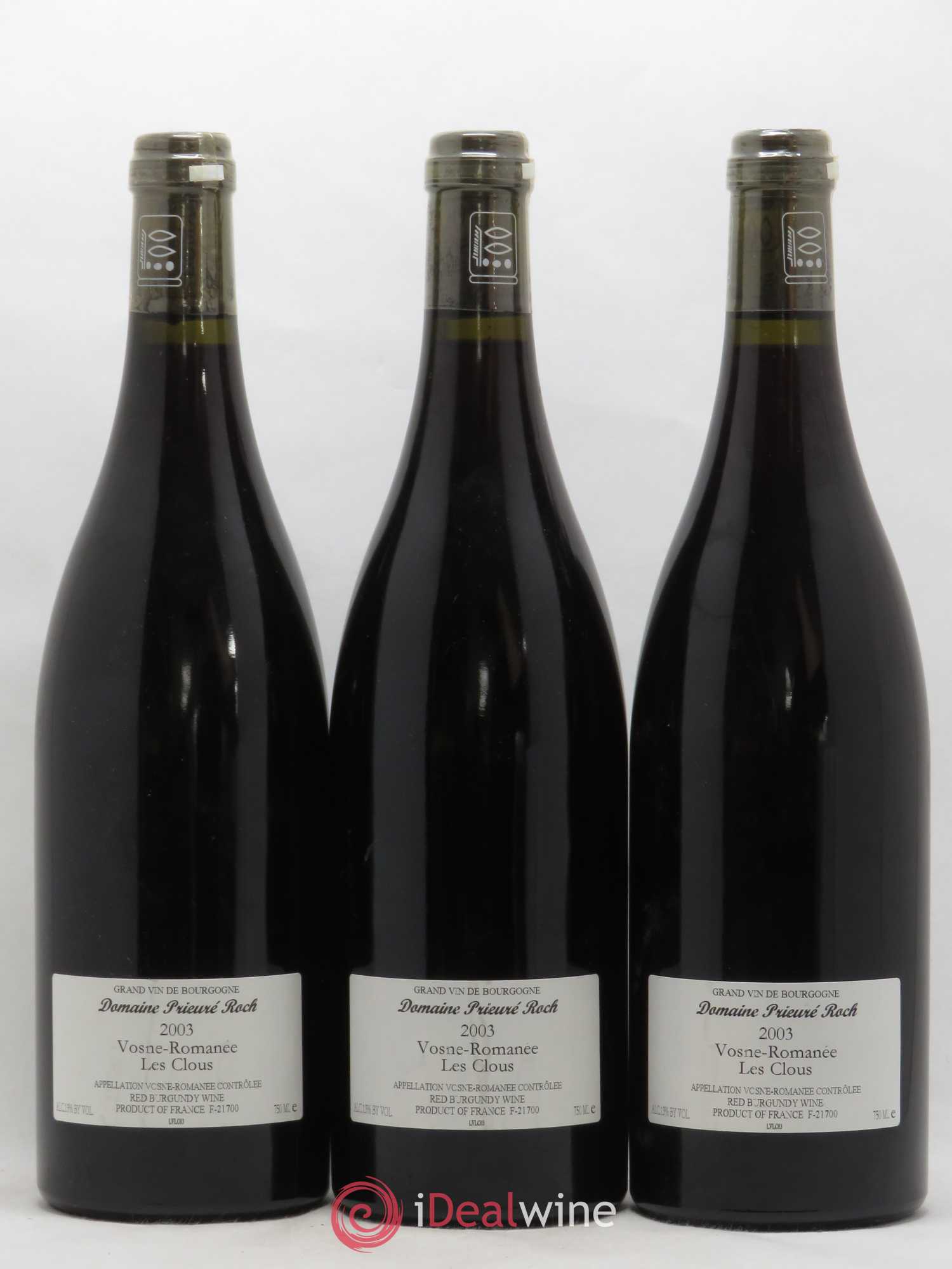 Vosne-Romanée Les Clous Prieuré Roch 2003 - Posten von 3 Flaschen - 1
