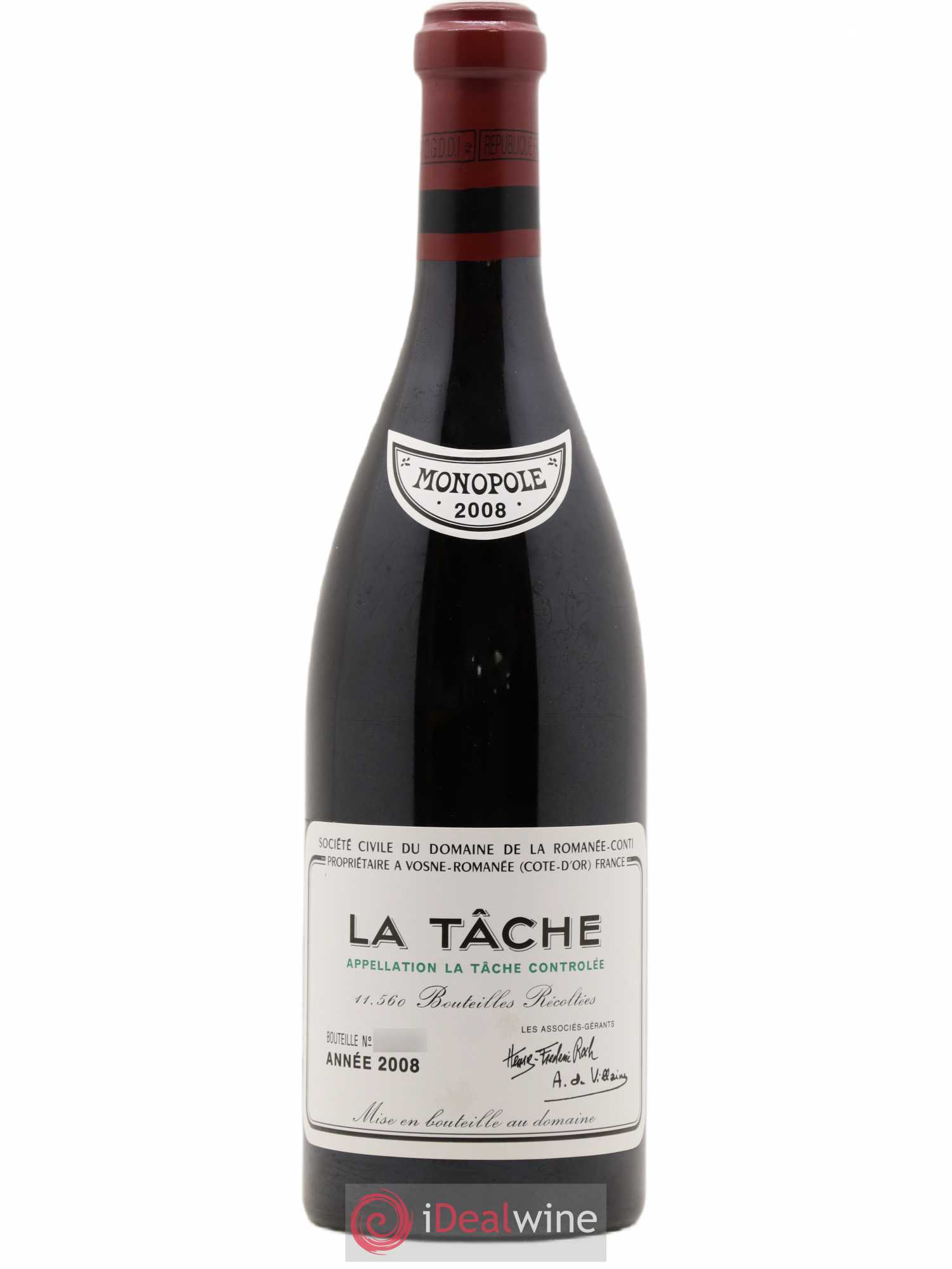 La Tâche Grand Cru Domaine de la Romanée-Conti 2008 - Lot de 1 bouteille - 0