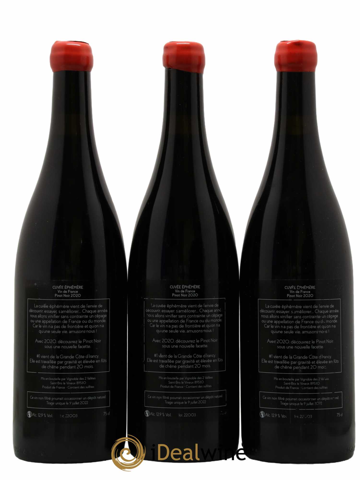 Vin de France Cuvée Ephémère Pinot Noir Clément Lavallee 2020 - Lot de 3 bouteilles - 1