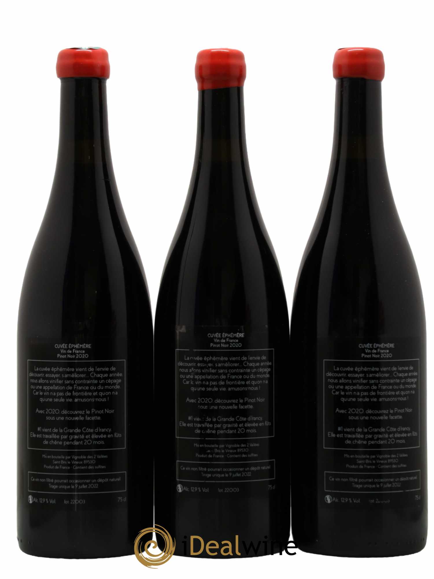 Vin de France Cuvée Ephémère Pinot Noir Clément Lavallee 2020 - Lot de 3 bouteilles - 1