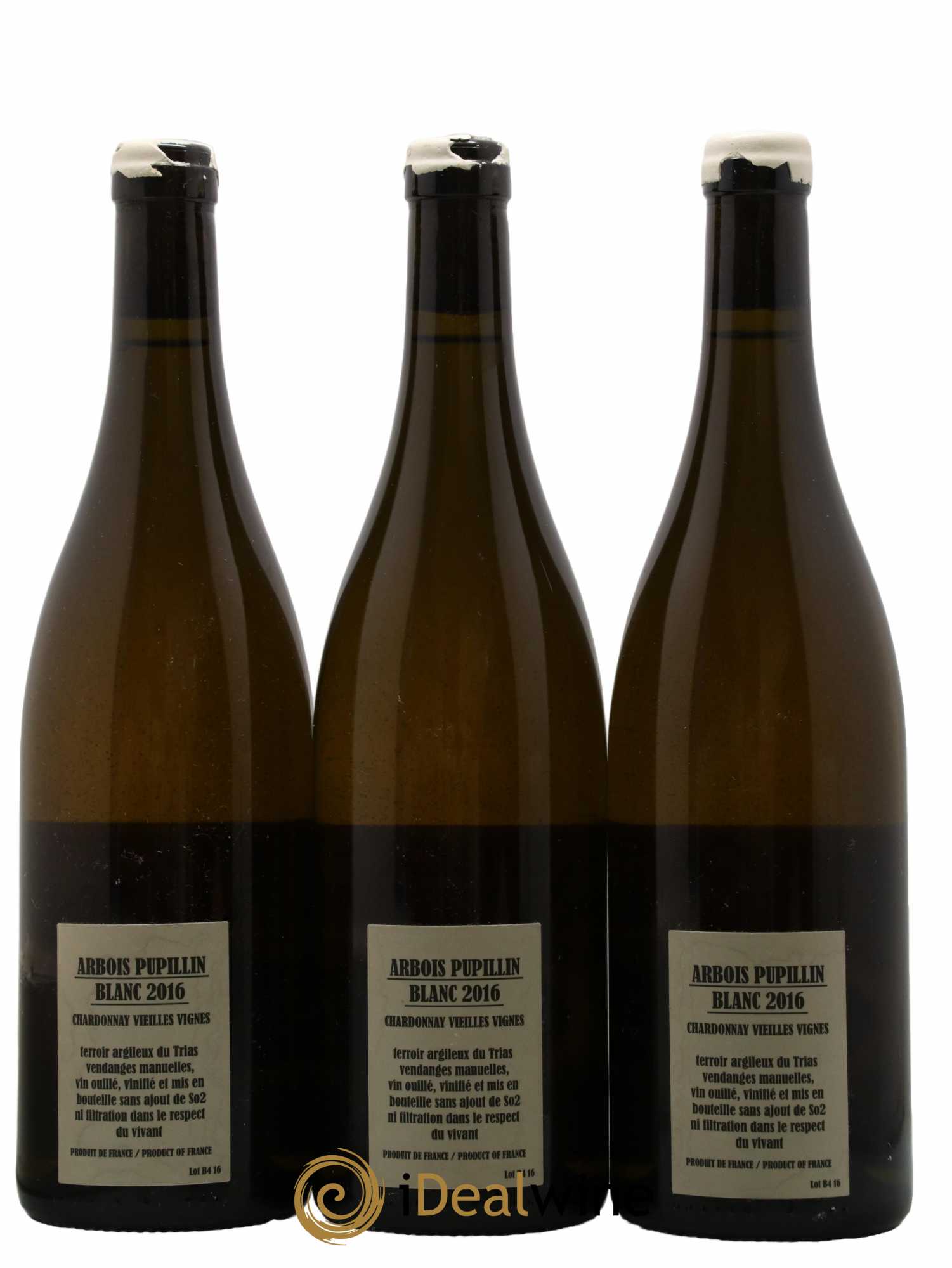Arbois-Pupillin Chardonnay Vieilles vignes Adeline Houillon & Renaud Bruyère 2016 - Lot de 3 bouteilles - 1