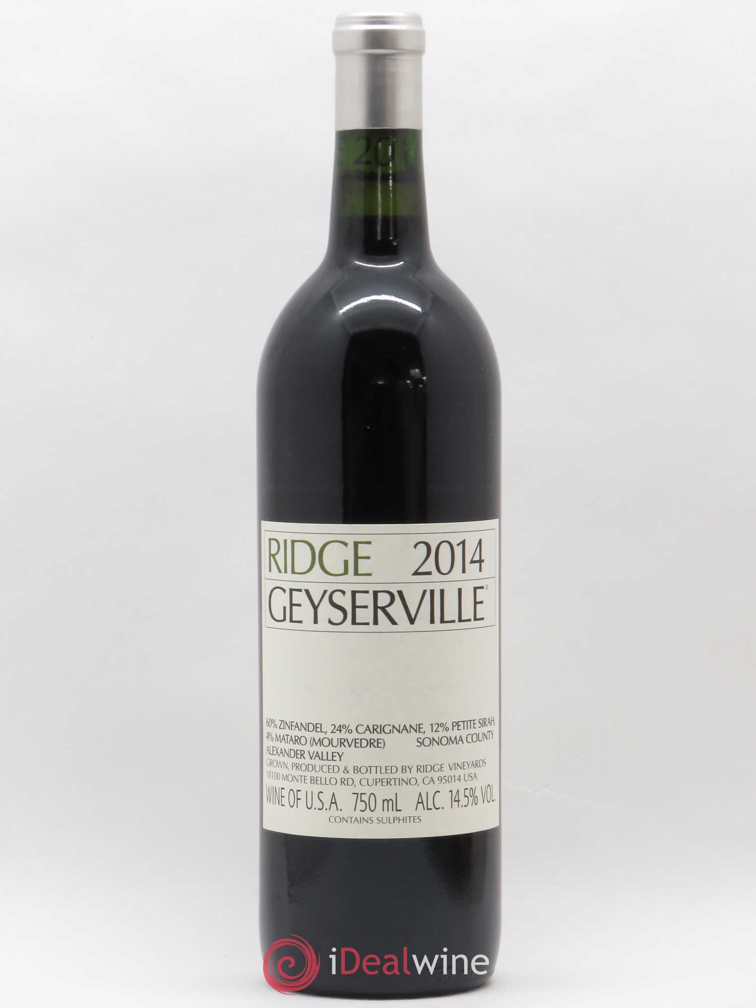 USA Sonoma County Alexander Valley Ridge Geyserville 2014 - Lot de 1 bouteille - 0