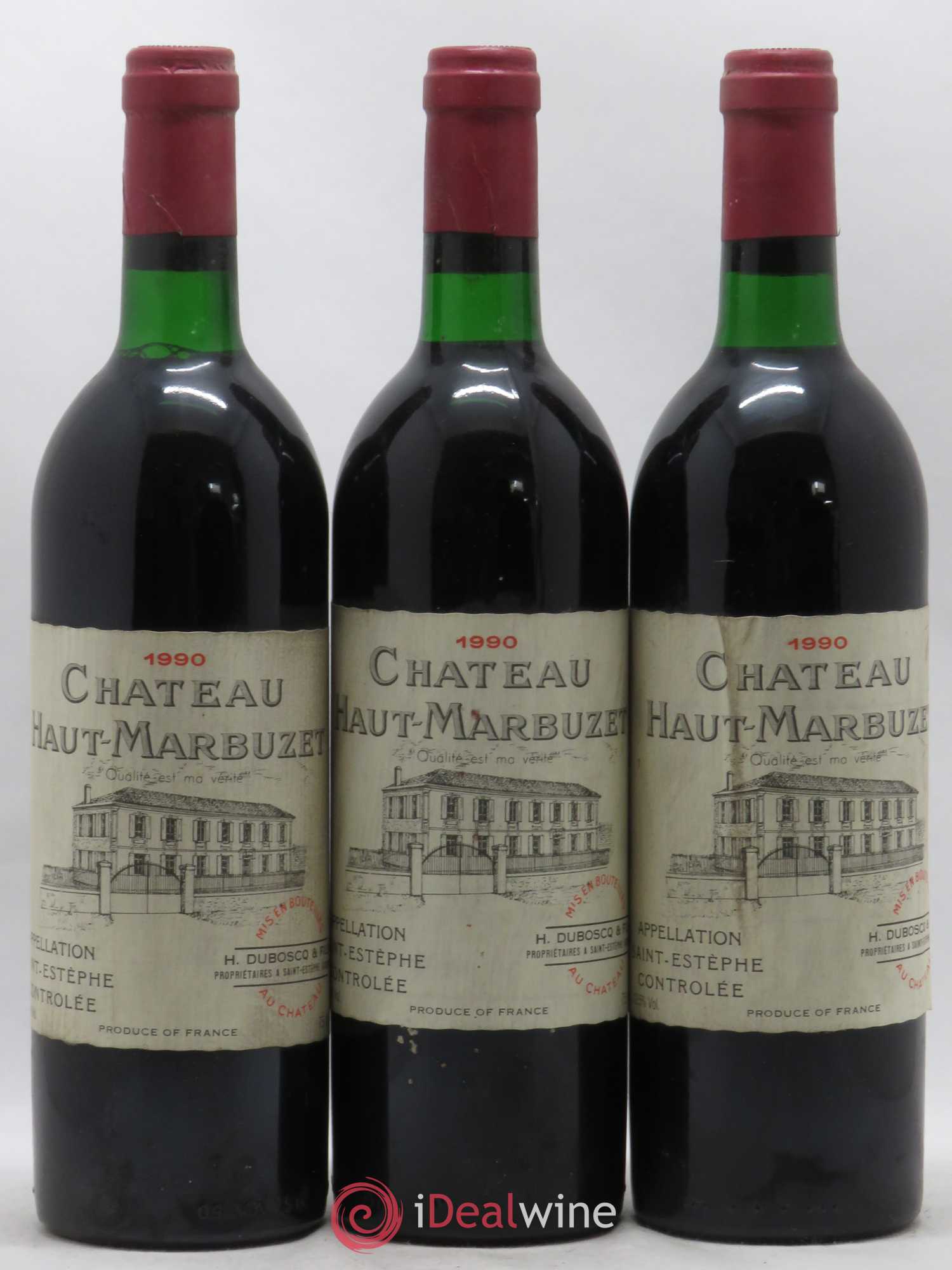 Château Haut Marbuzet 1990 - Lot de 3 bouteilles - 0