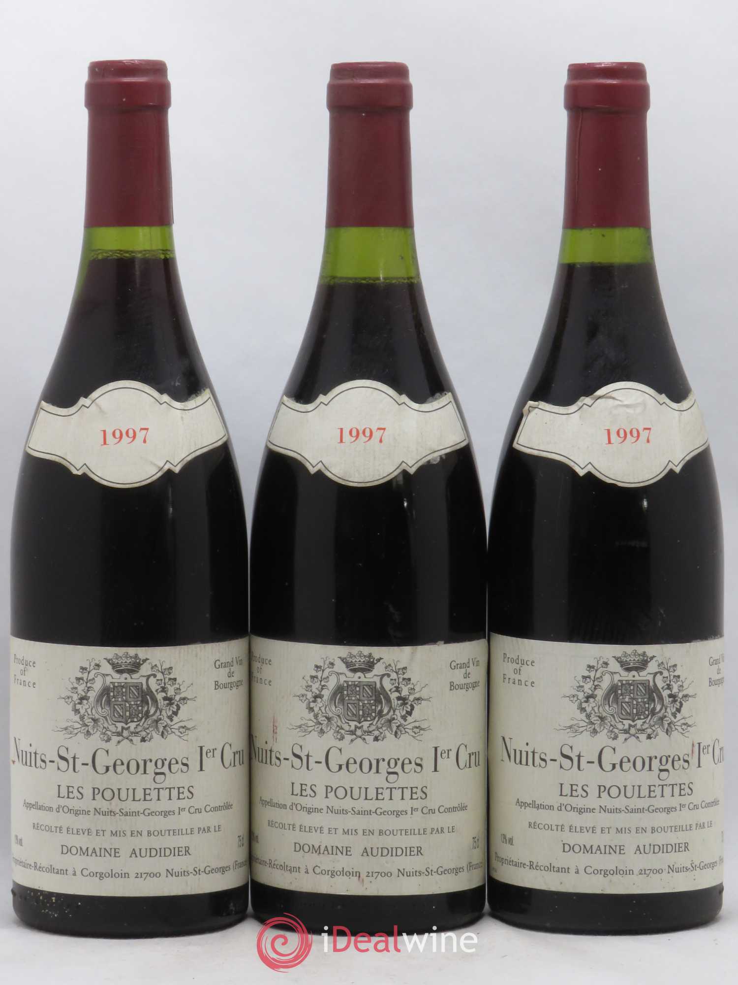 Nuits-Saint-Georges 1er Cru Les Poulettes Domaine Audidier 1997 - Lot de 3 bouteilles - 0