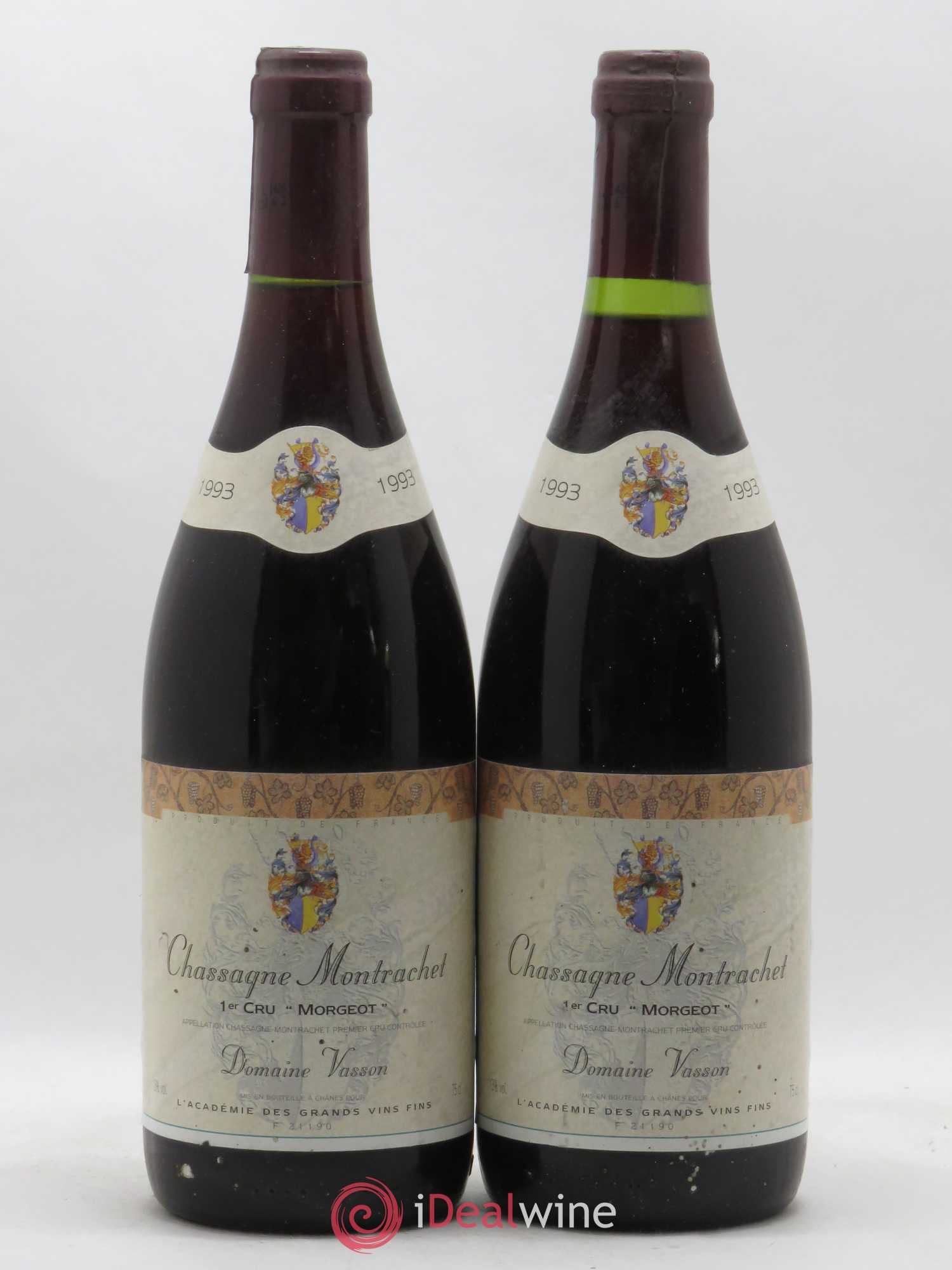 Chassagne-Montrachet 1er Cru Morgeot Domaine Vasson 1993 - Lotto di 2 bottiglie - 0