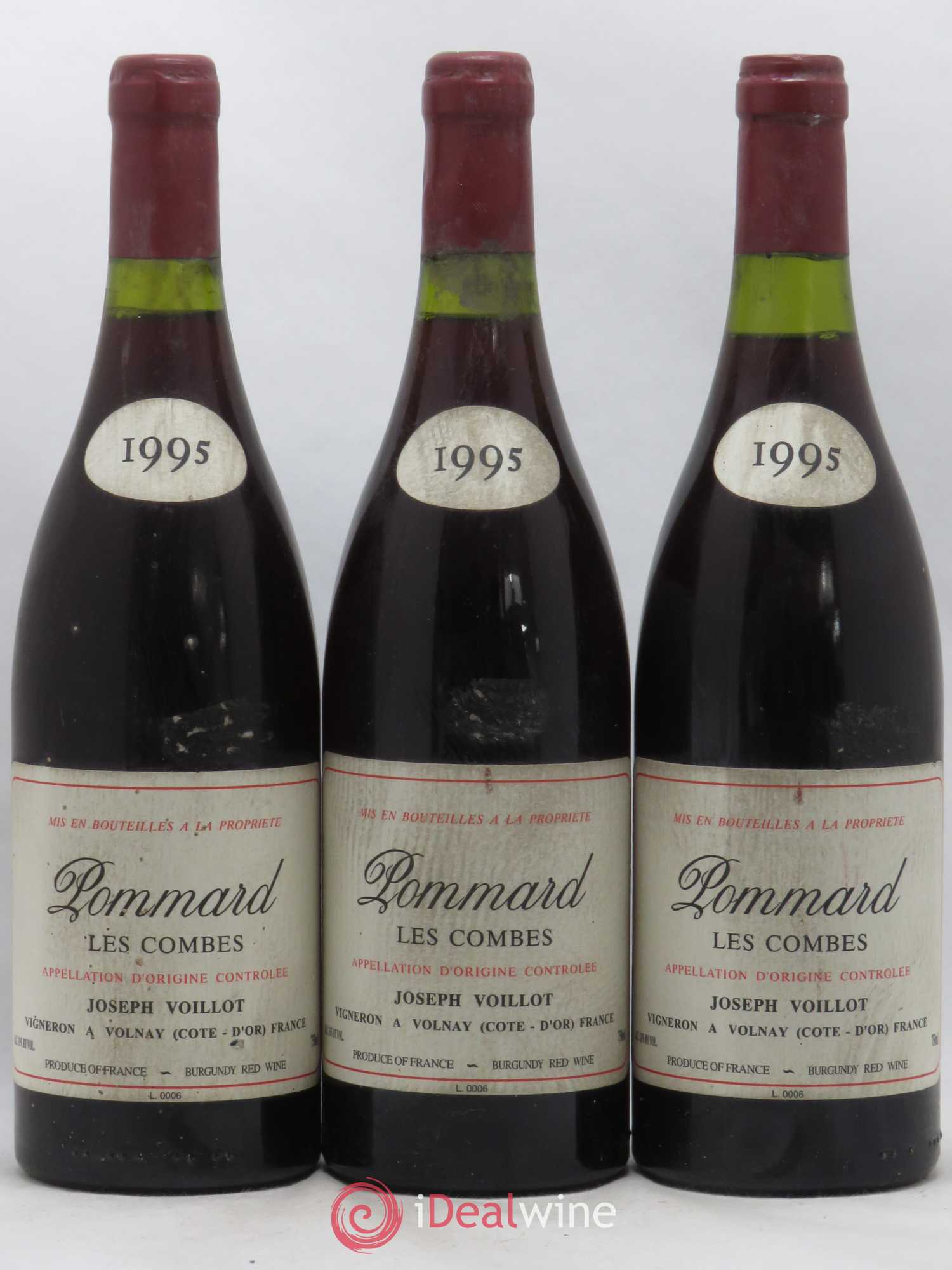 Pommard Les Combes Joseph Voillot 1995 - Posten von 3 Flaschen - 0