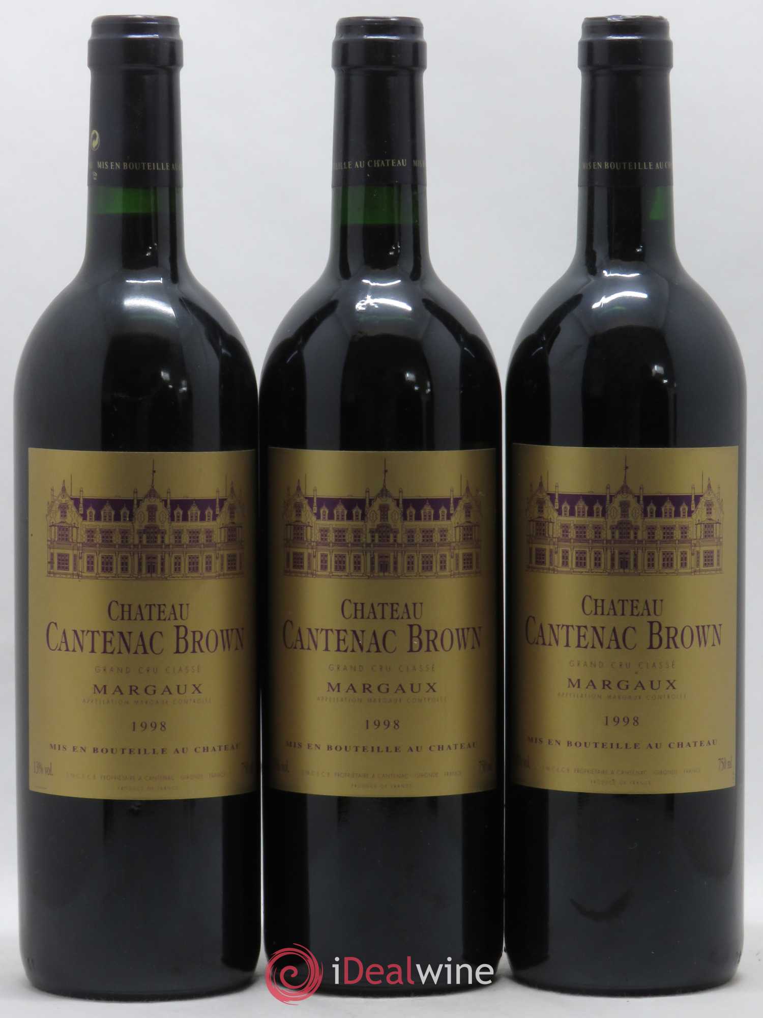 Château Cantenac Brown 3ème Grand Cru Classé 1998 - Lot de 3 bouteilles - 0