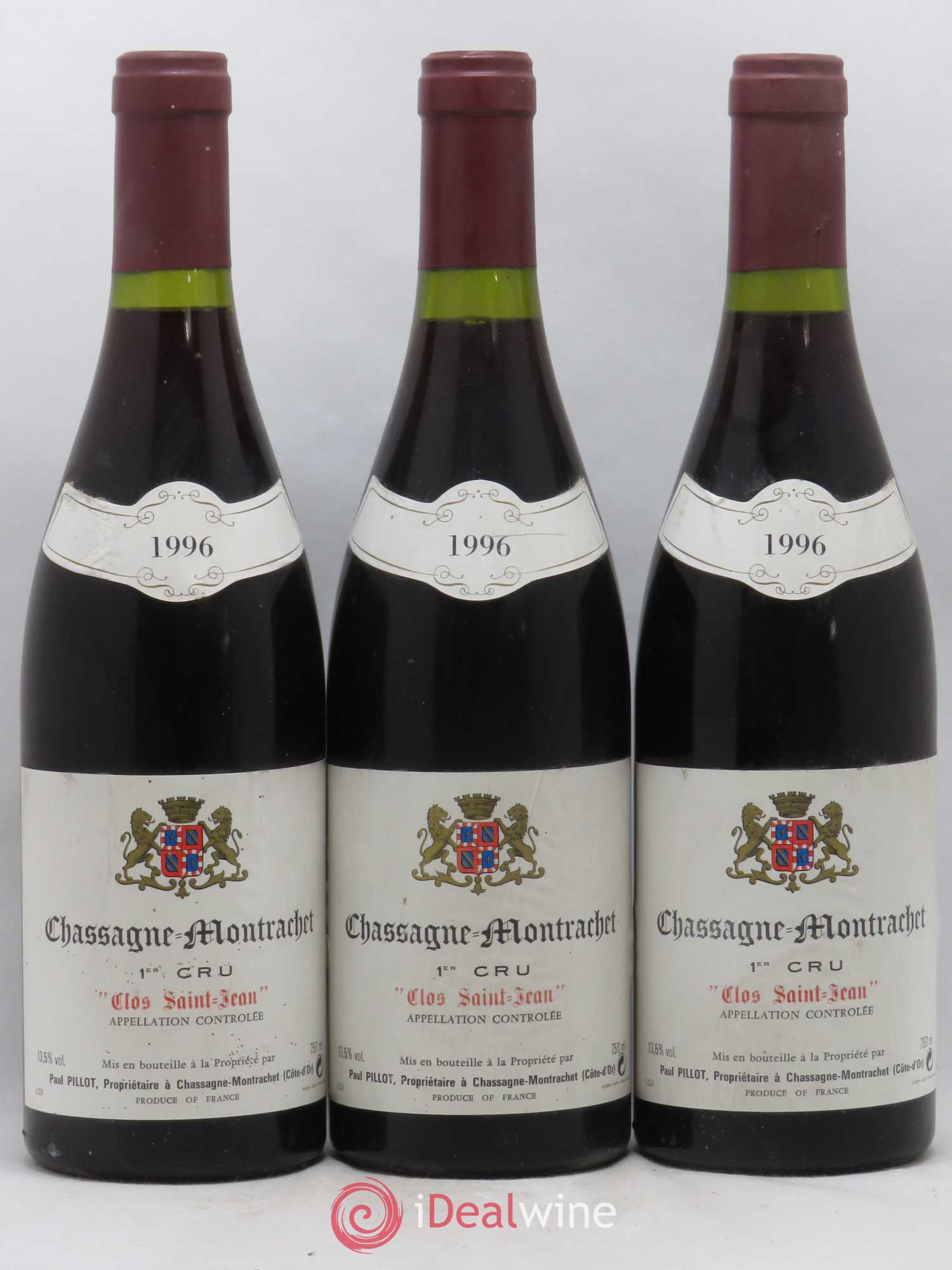 Chassagne-Montrachet 1er Cru Clos Saint-Jean Paul Pillot (Domaine) 1996 - Lot de 3 bouteilles - 0