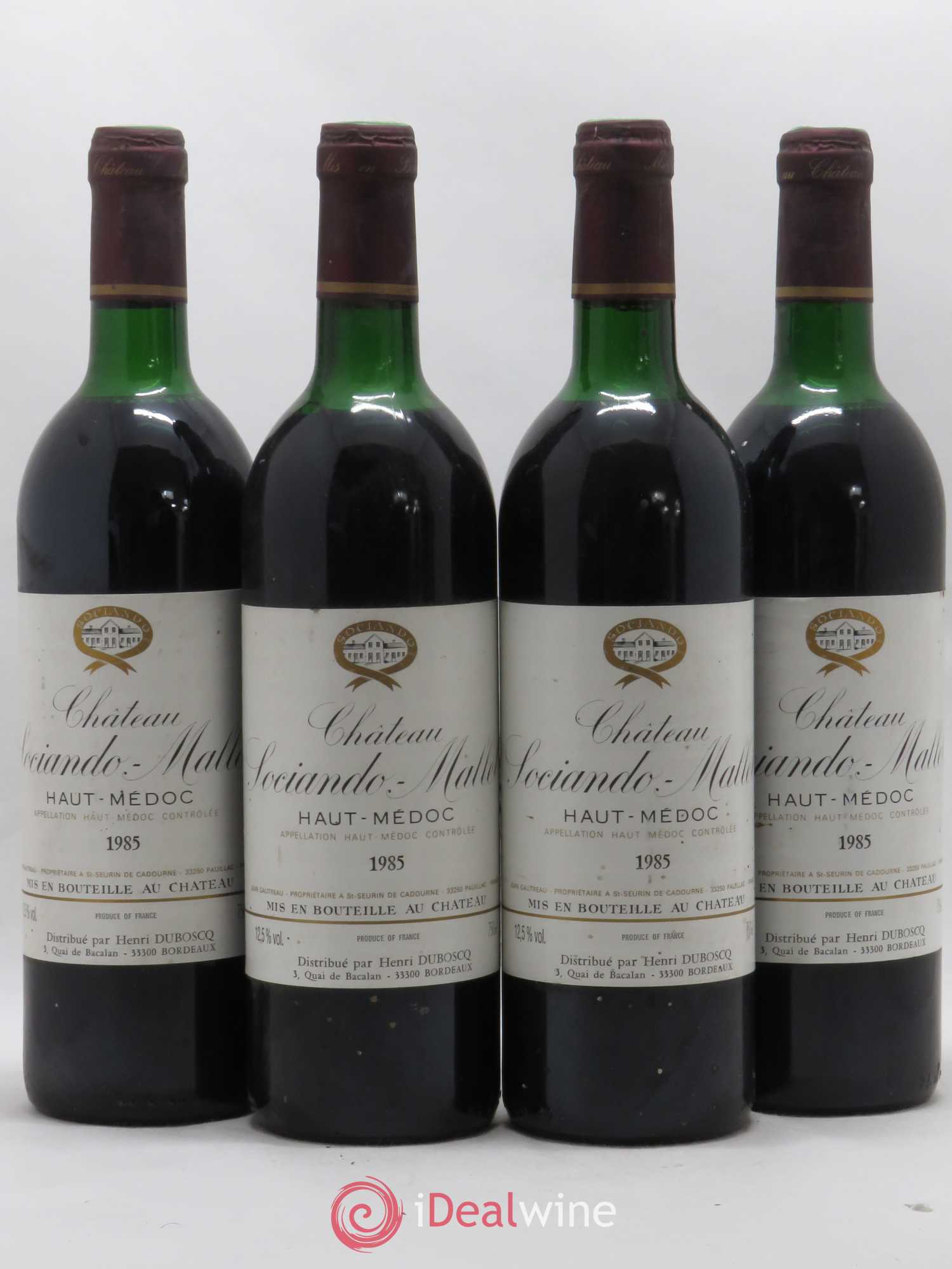 Château Sociando Mallet 1985 - Lot de 4 bouteilles - 0