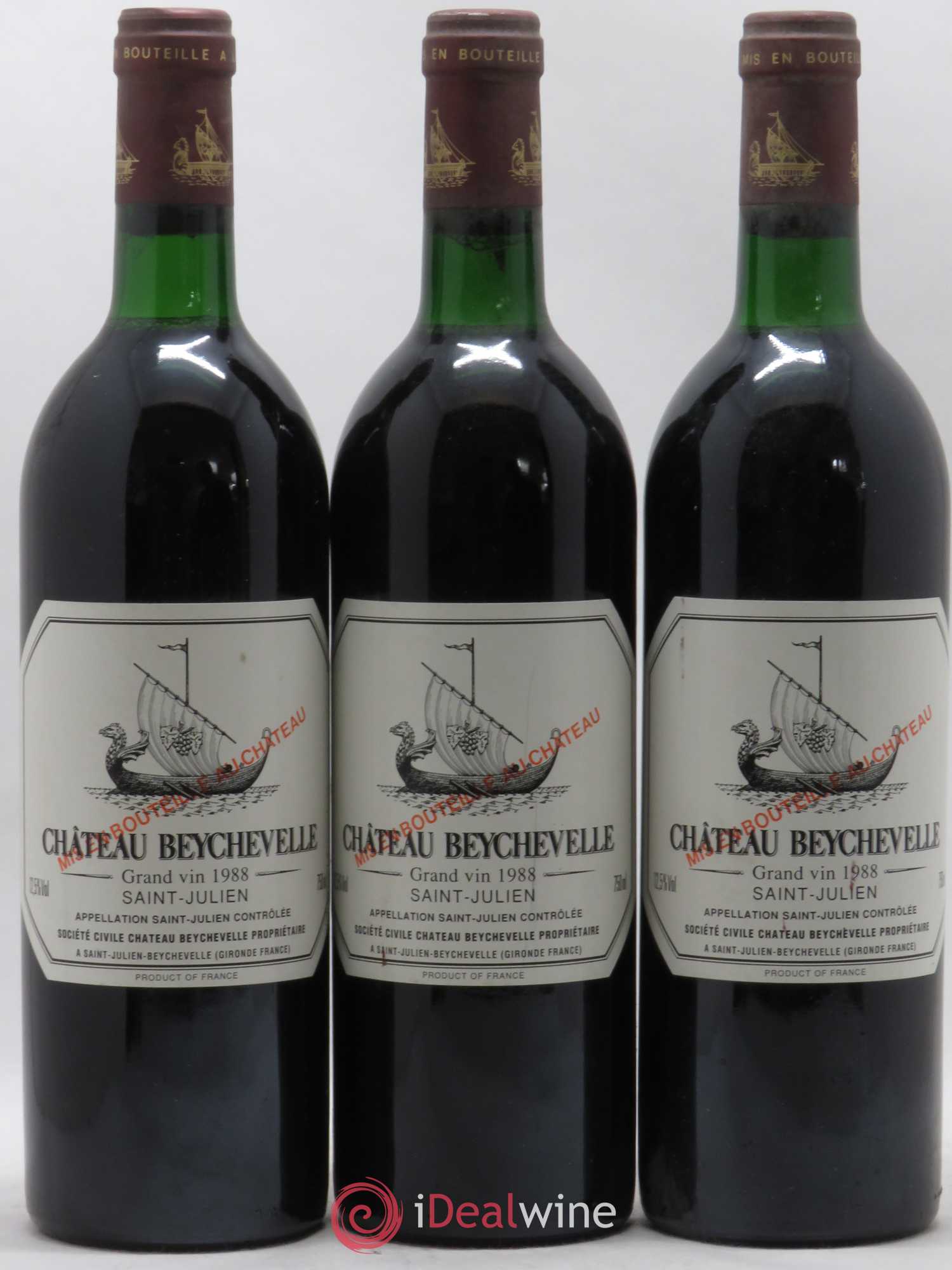 Château Beychevelle 4ème Grand Cru Classé 1988 - Lot de 3 bouteilles - 0