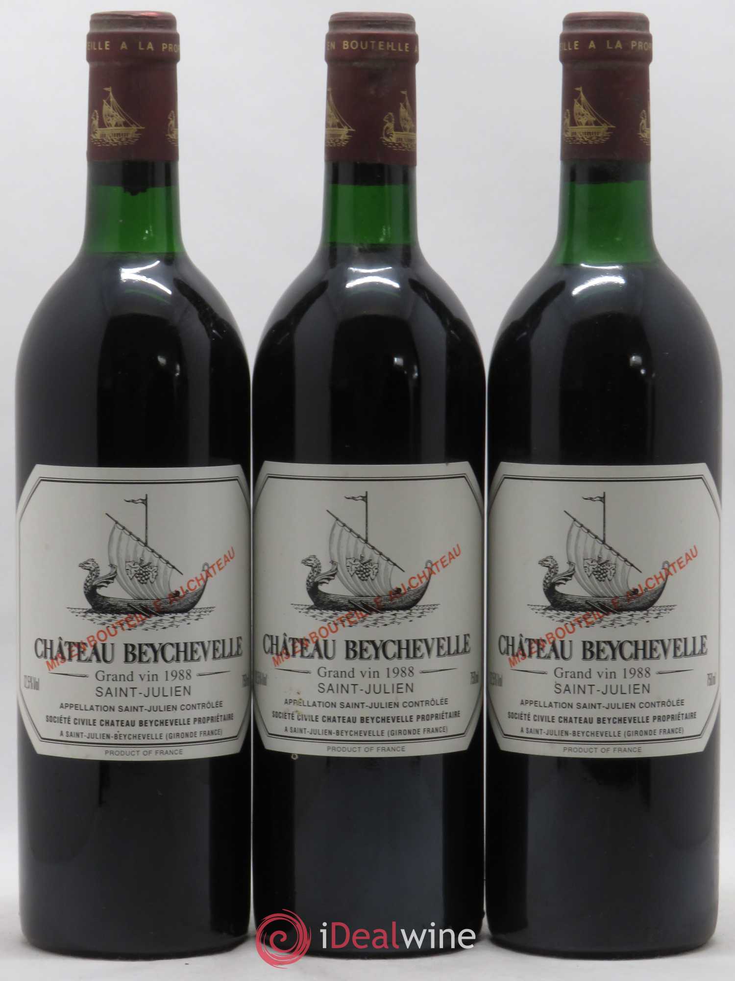 Château Beychevelle 4ème Grand Cru Classé 1988 - Lot de 3 bouteilles - 0