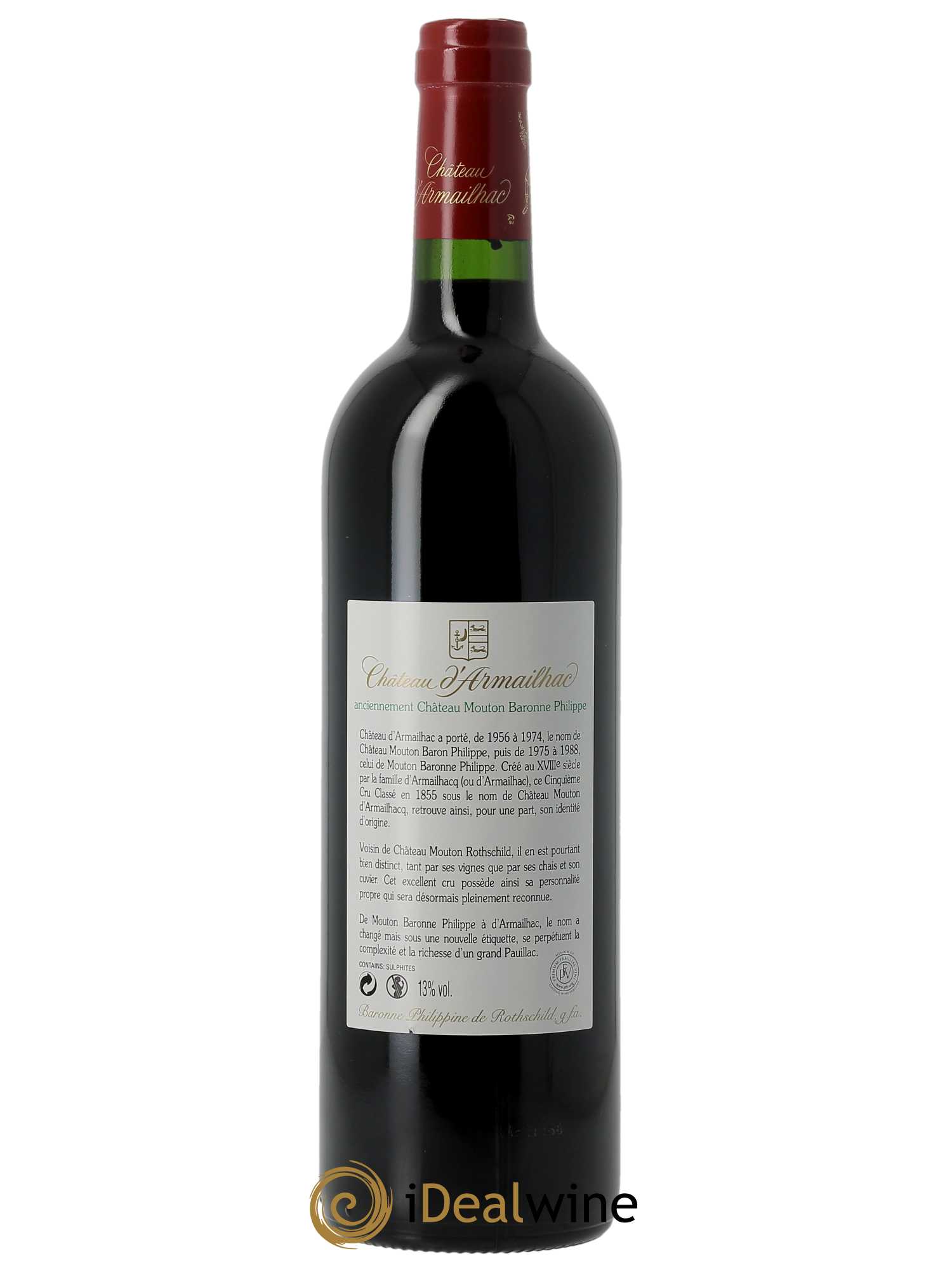Château d' Armailhac - Mouton Baron(ne) Philippe 5ème Grand Cru Classé 2008 - Lot de 1 bouteille - 1